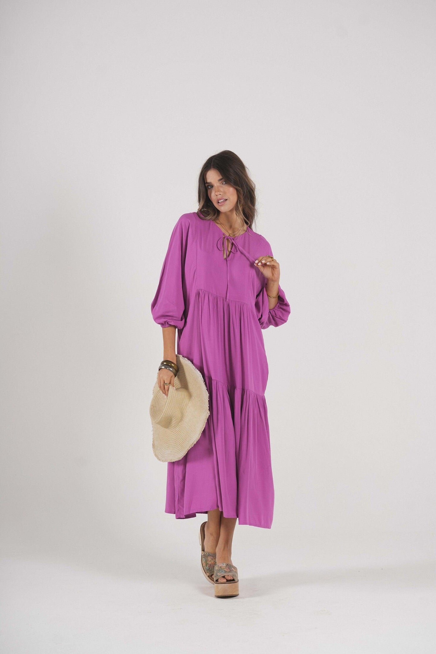 Vestido largo de viscosa
