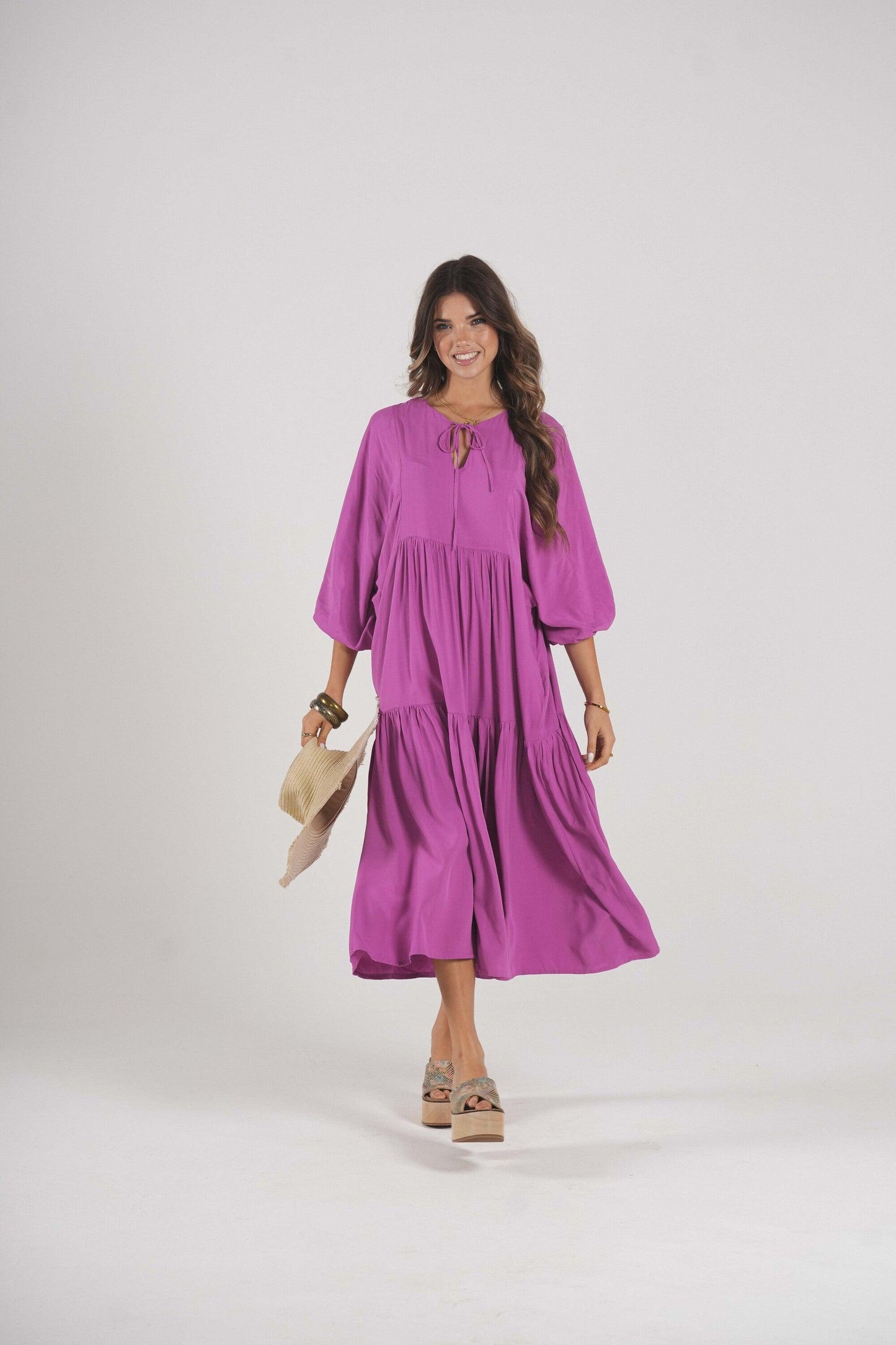 Vestido largo de viscosa