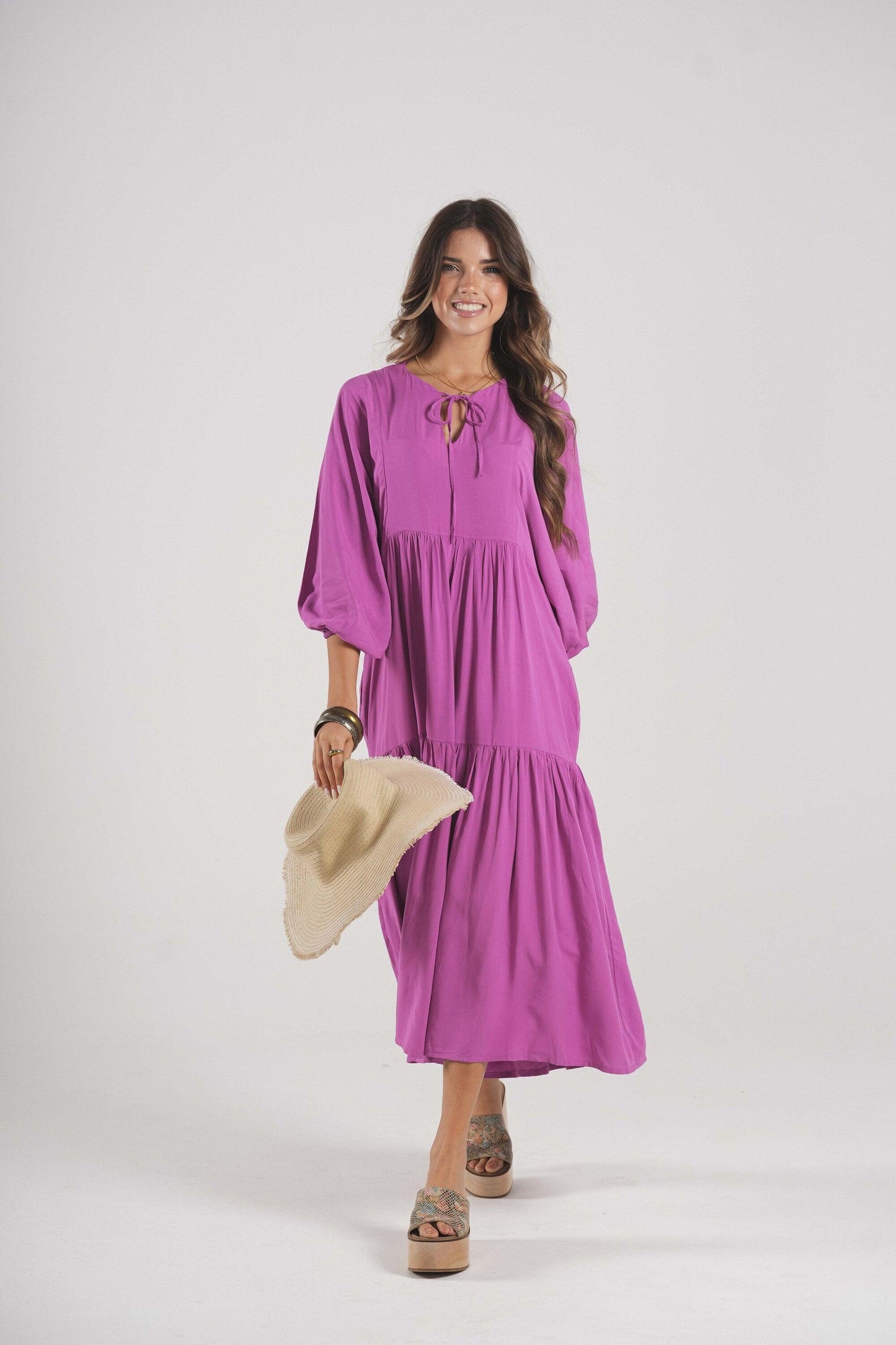 Vestido largo de viscosa