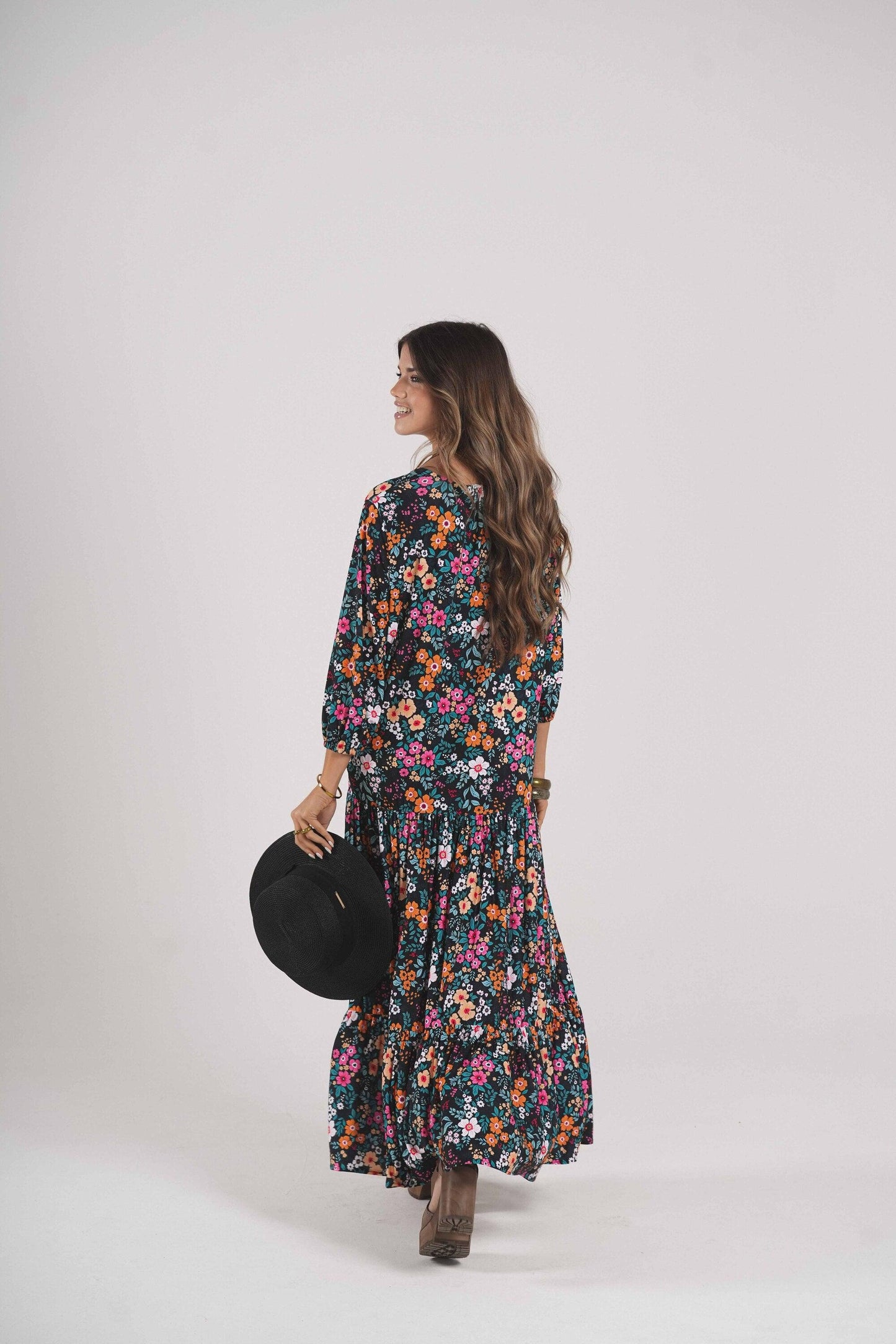 Vestido largo de punto estampado
