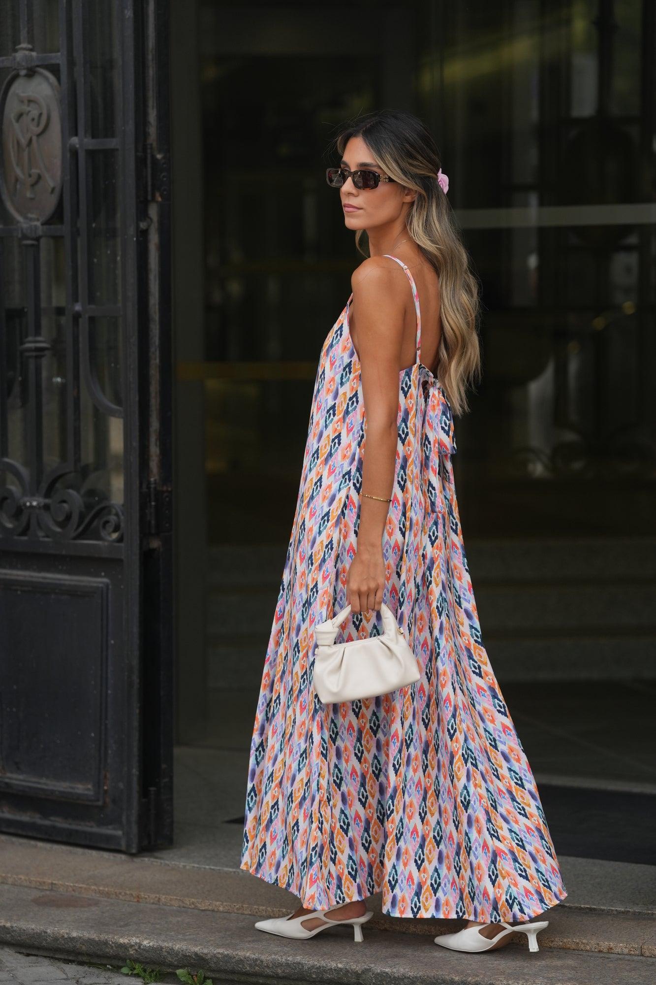 Vestido largo estampado tirantes