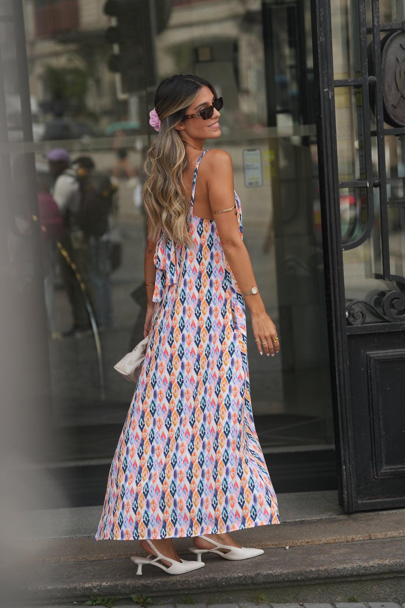 Vestido largo estampado tirantes