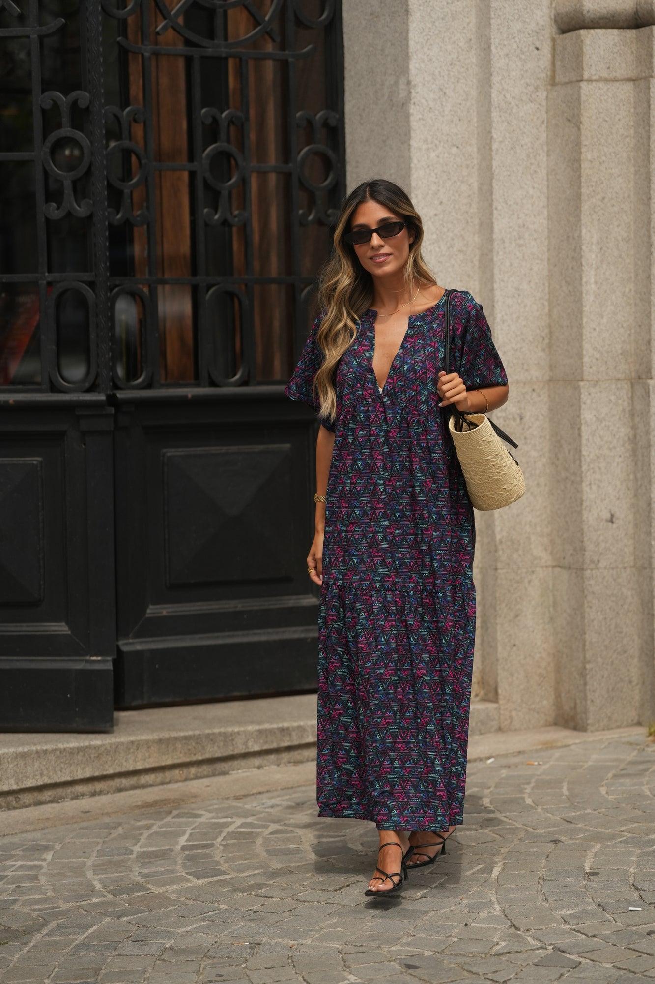vestido largo estampado