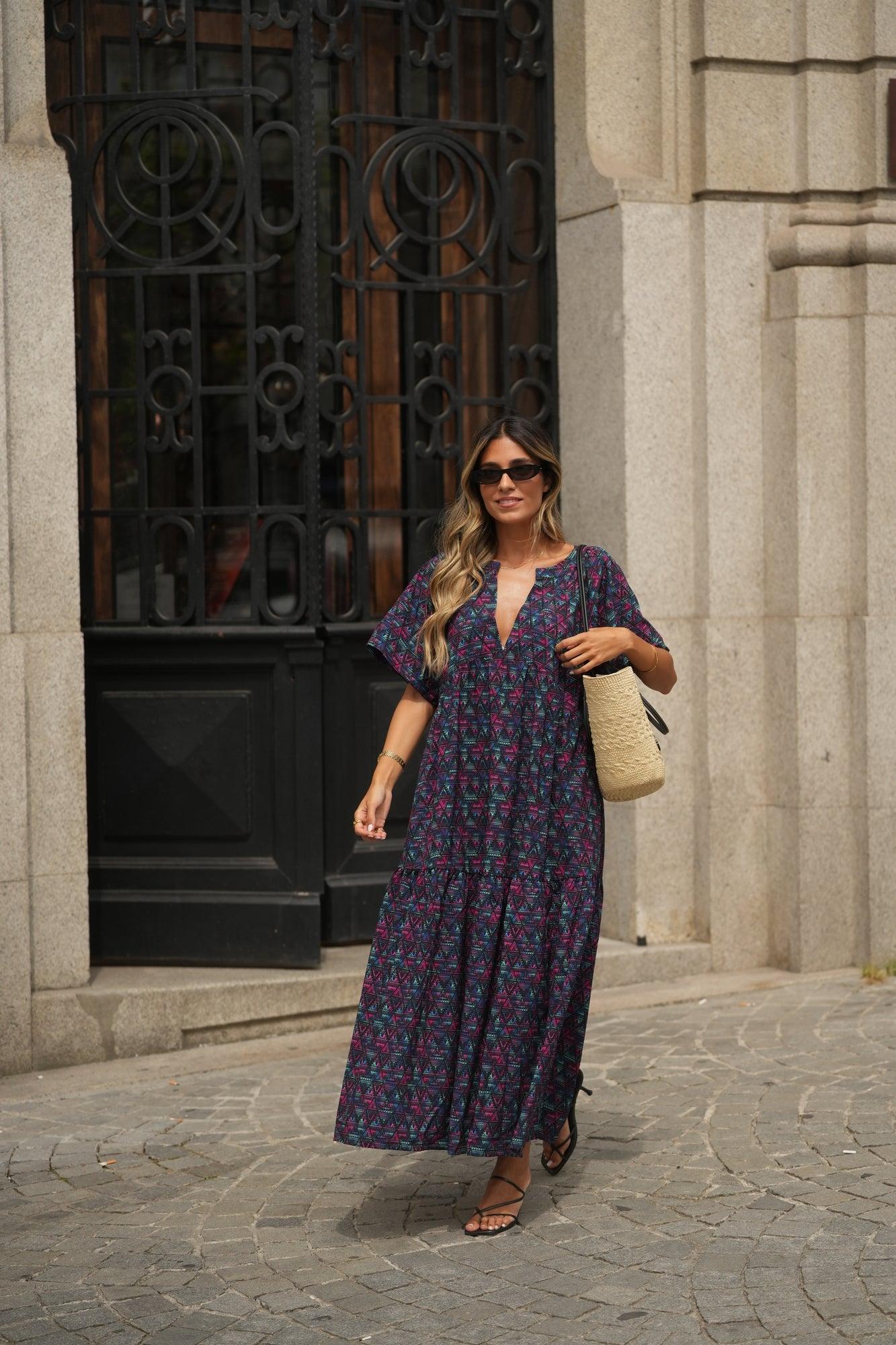 vestido largo estampado