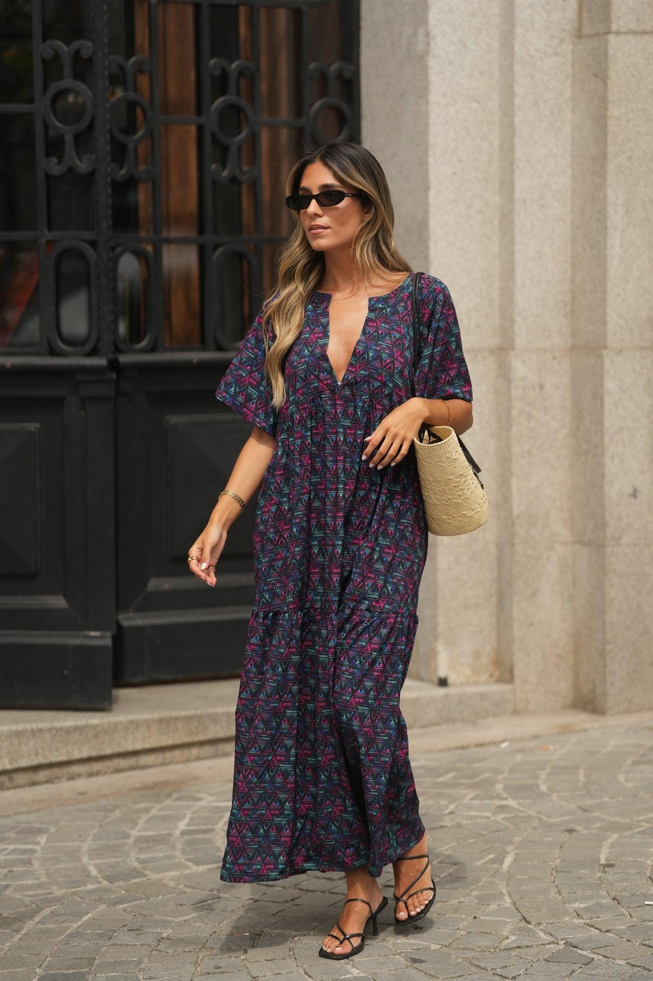 vestido largo estampado
