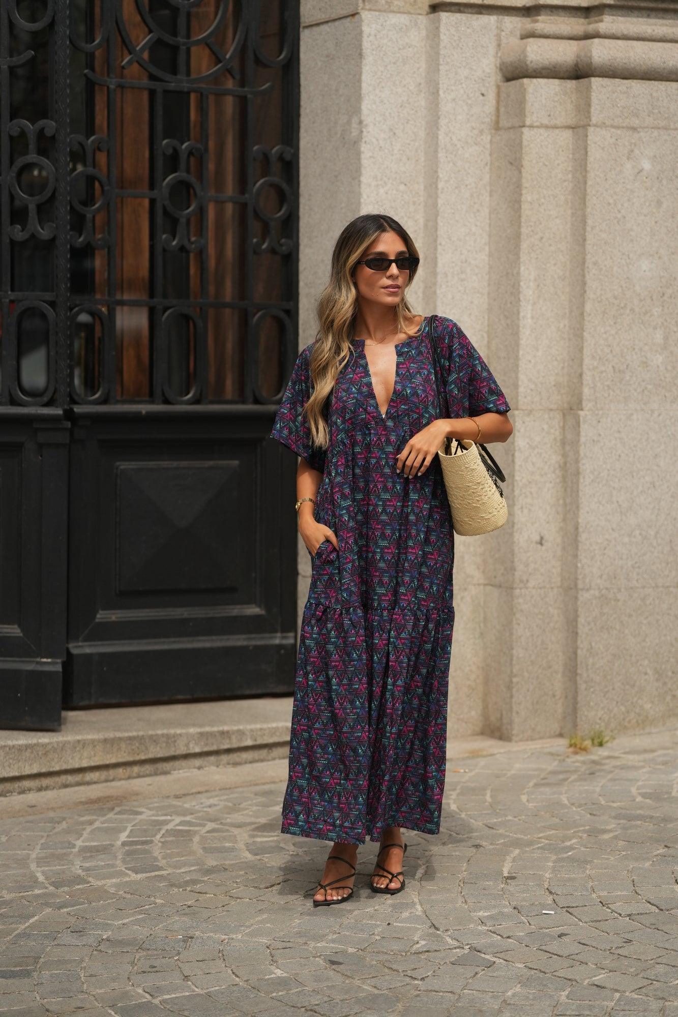 vestido largo estampado