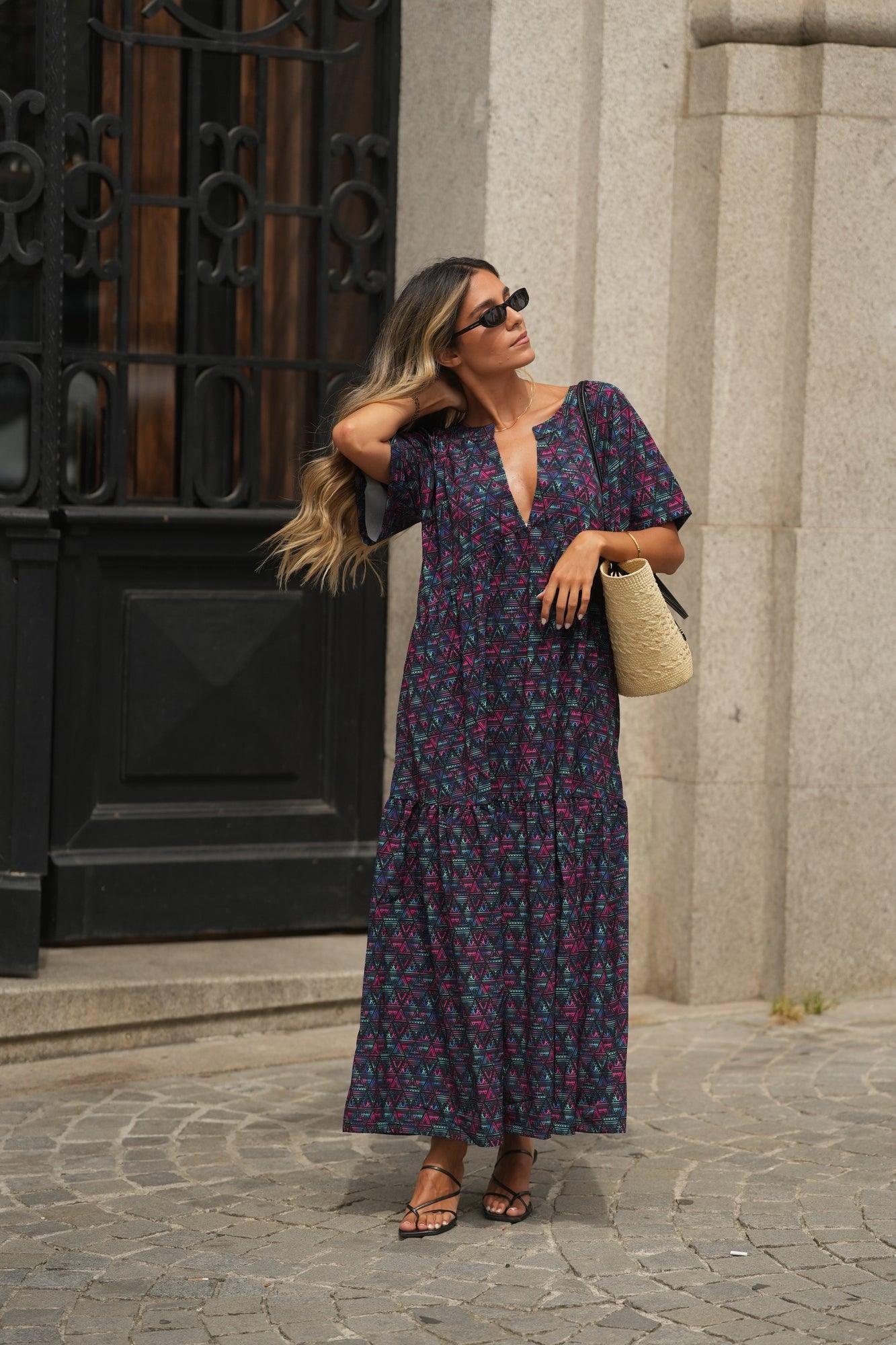 vestido largo estampado