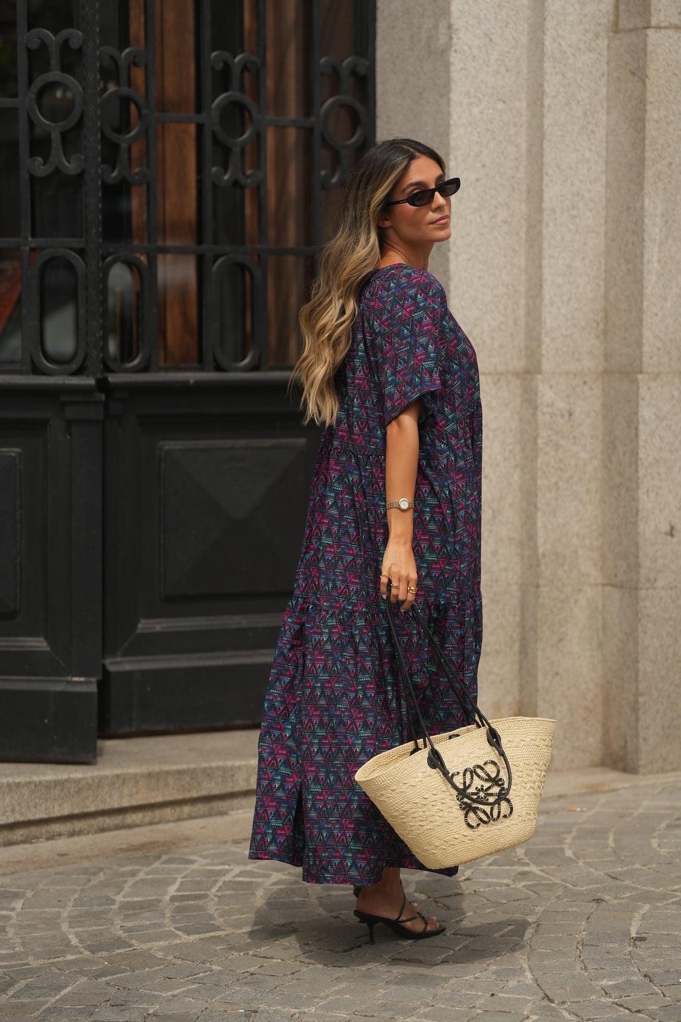 vestido largo estampado