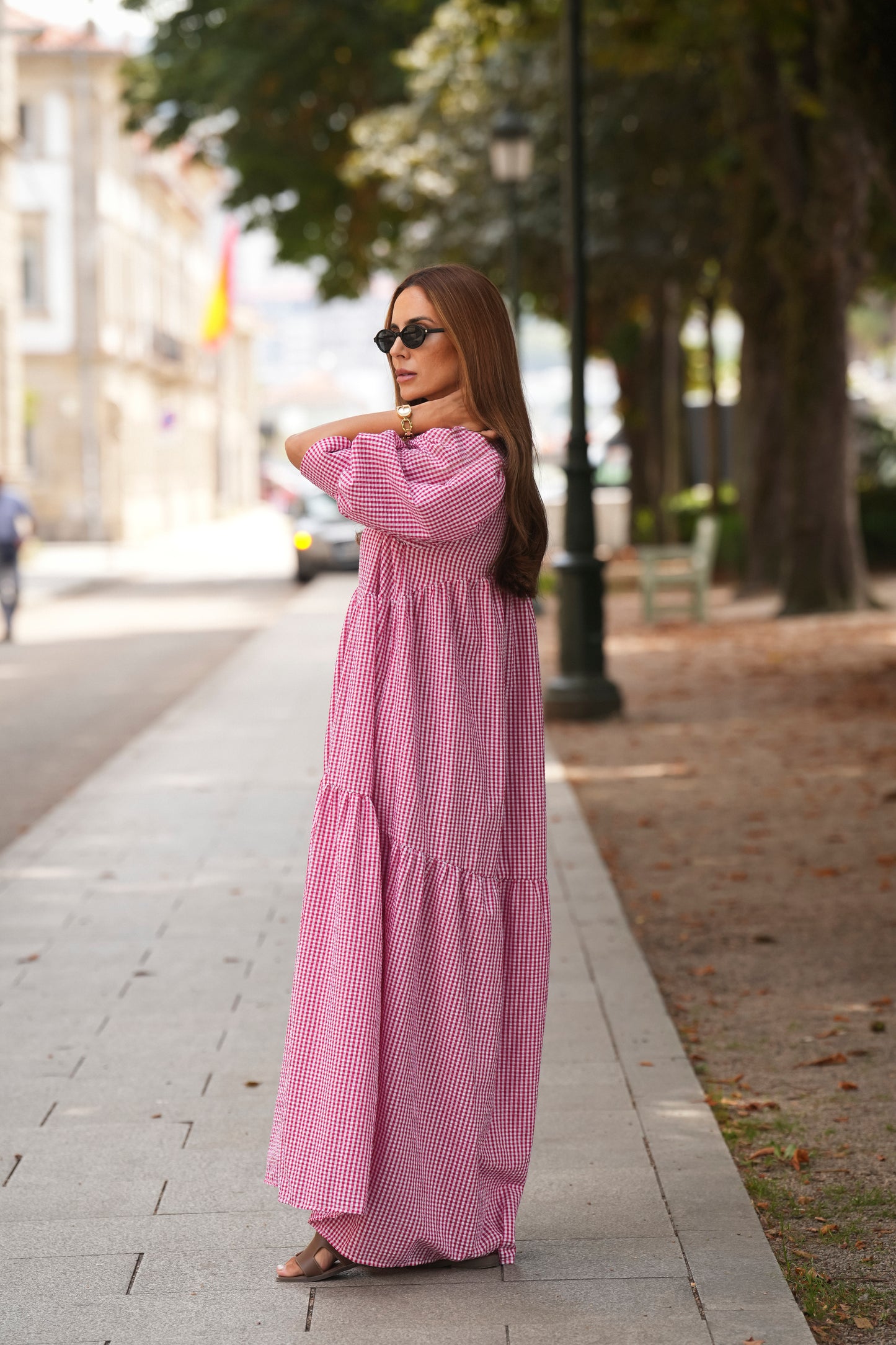 Vestido largo con volante