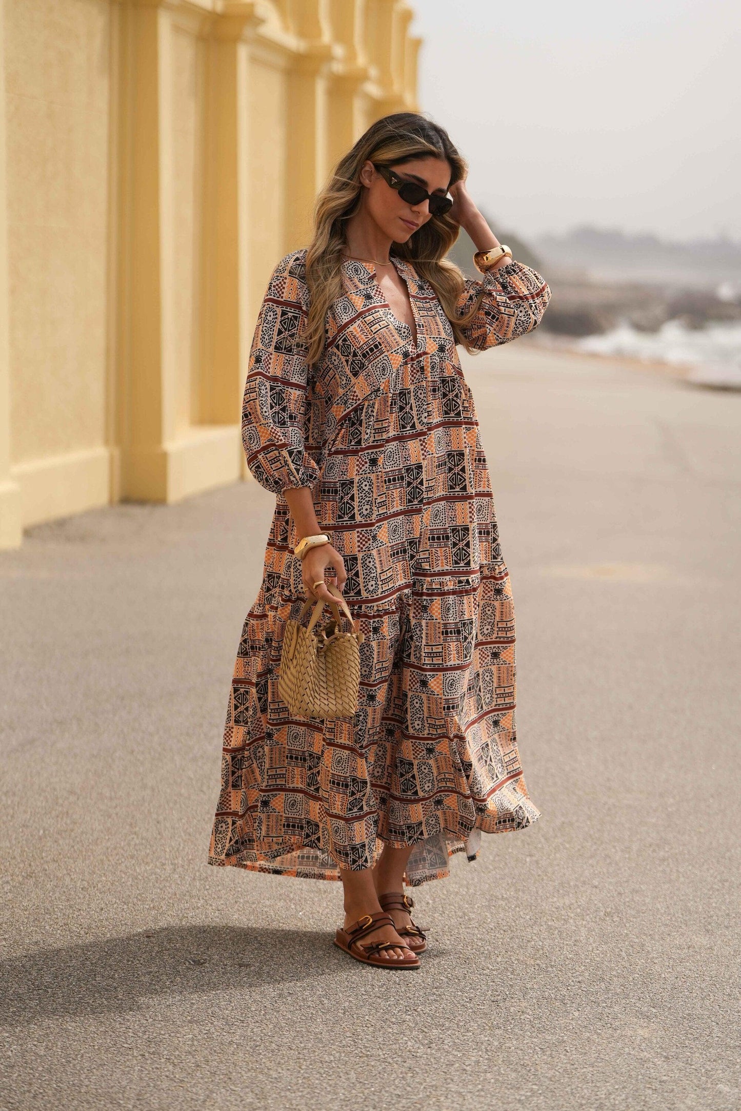 Vestido largo con volantes