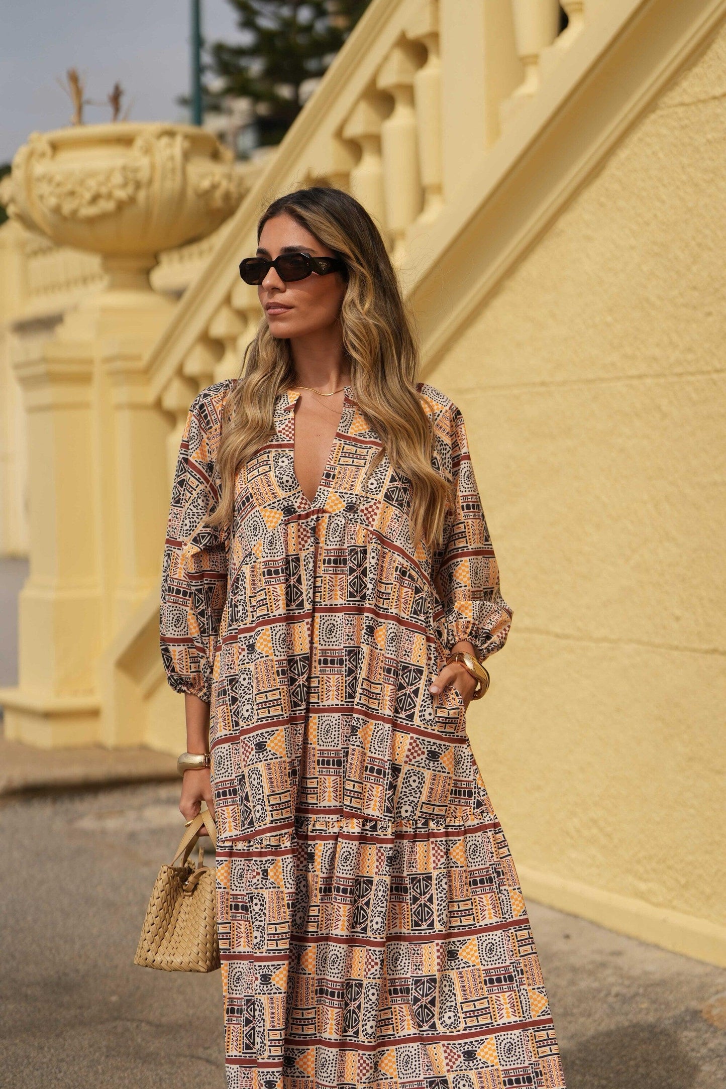 Vestido largo con volantes