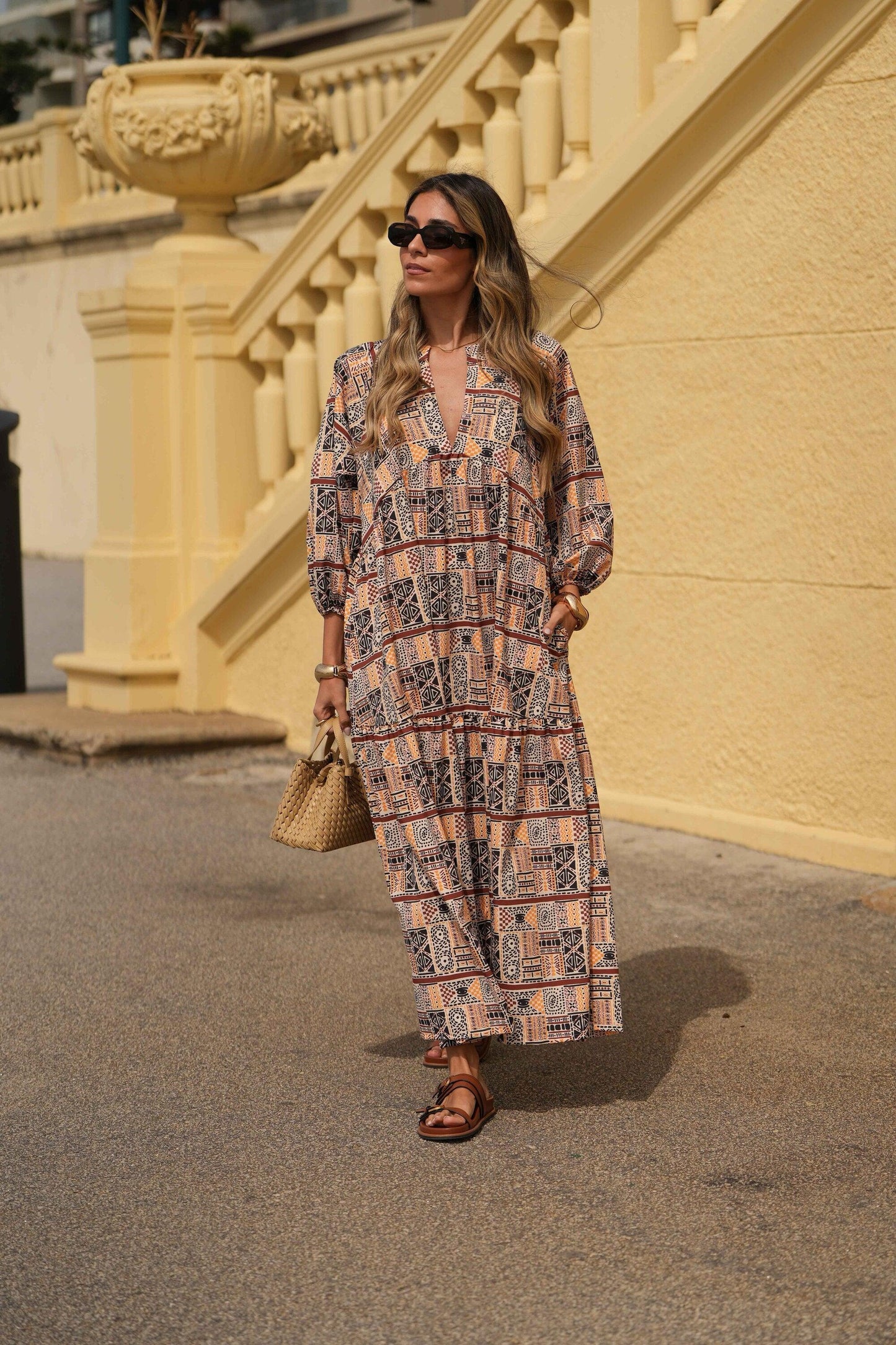 Vestido largo con volantes