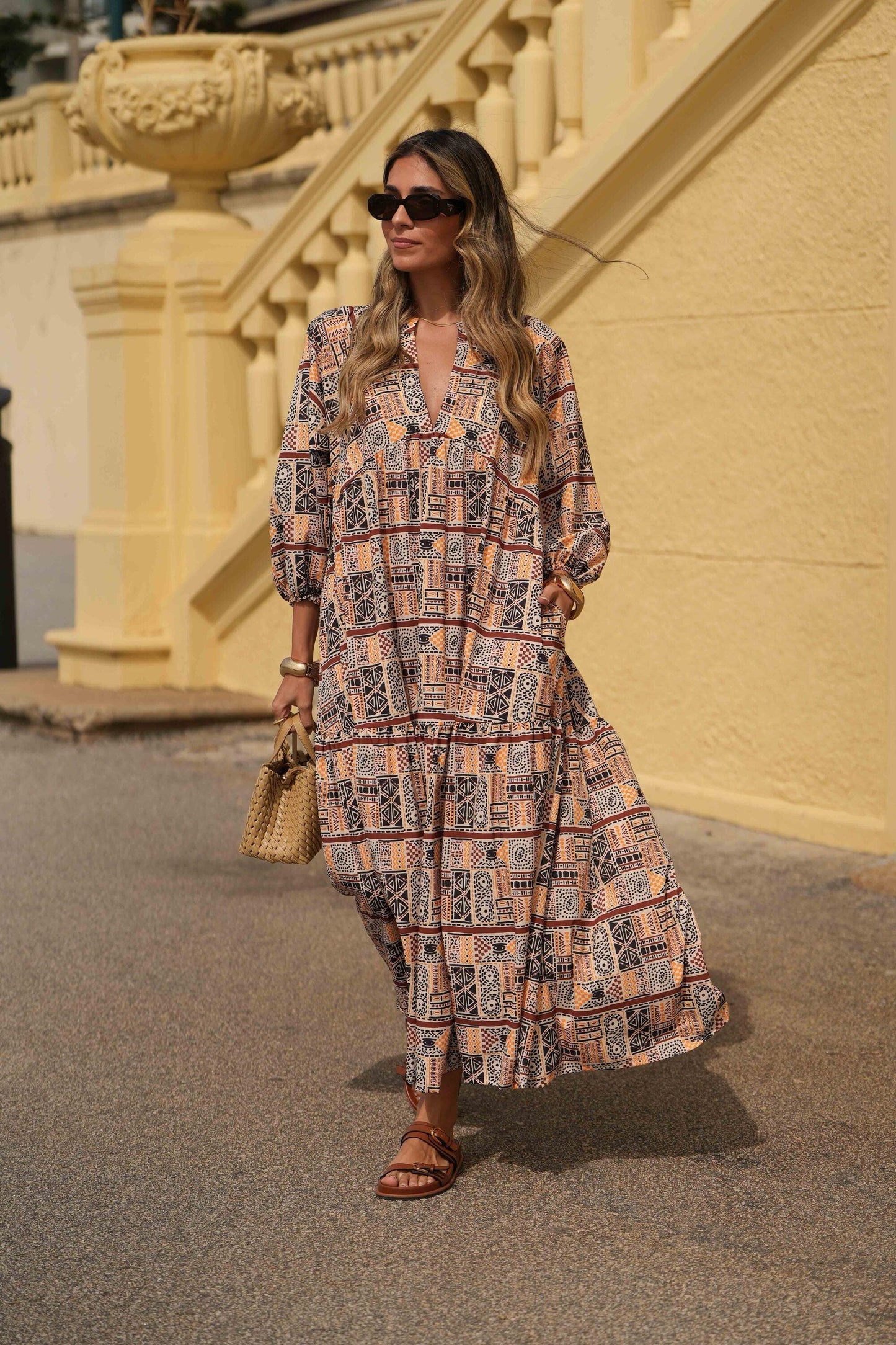 Vestido largo con volantes