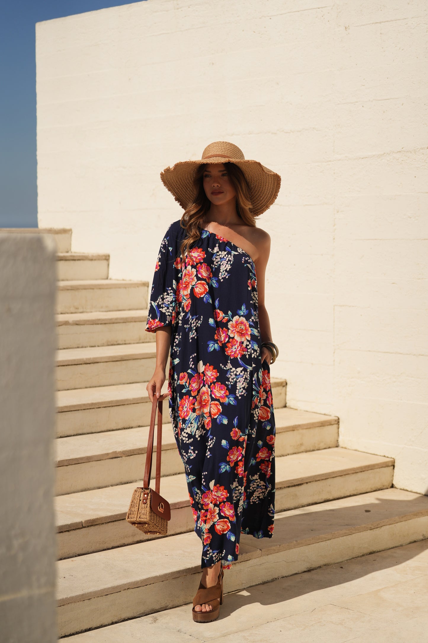 Vestido largo estampado floral