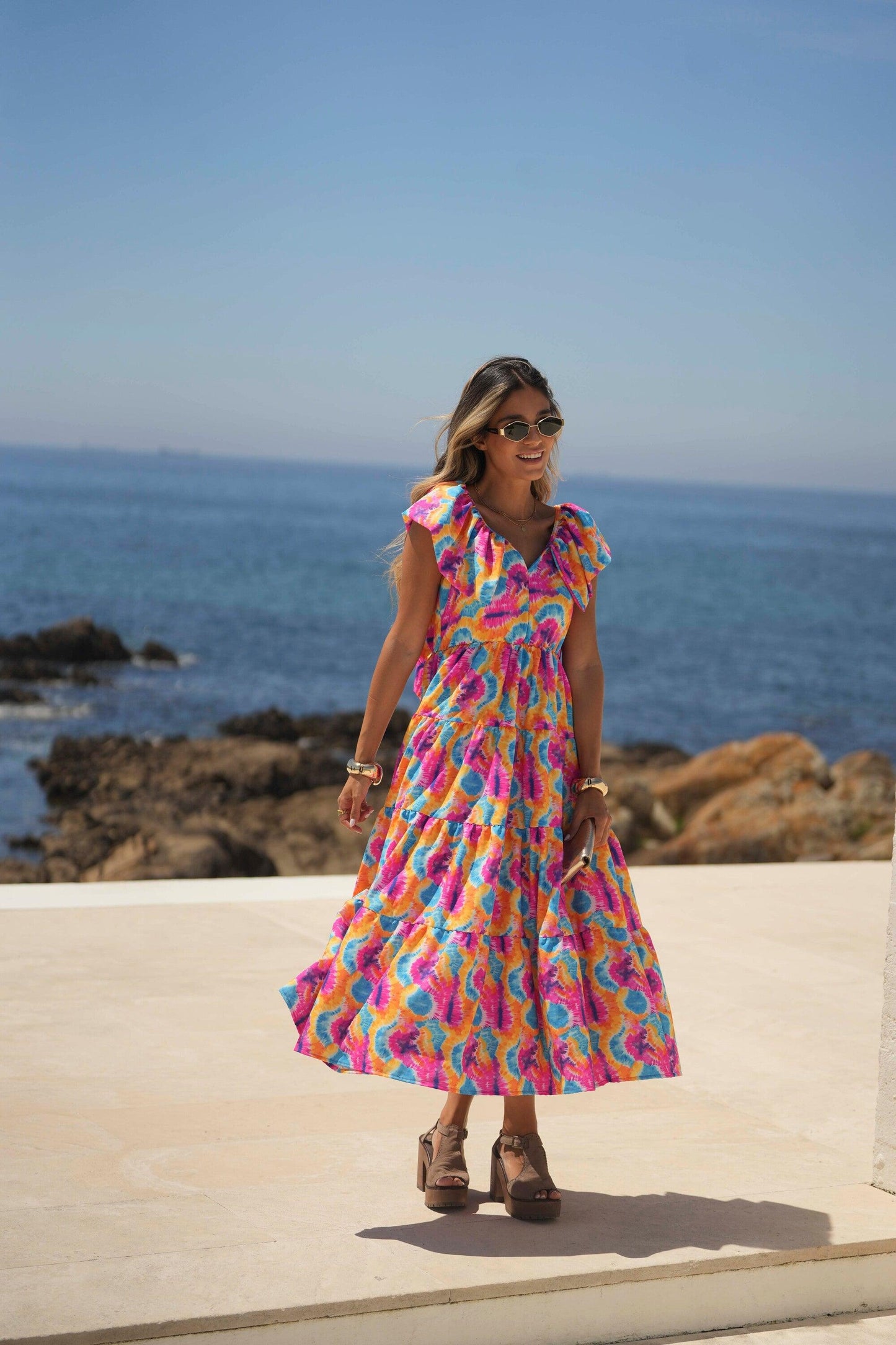 Vestido largo estampado