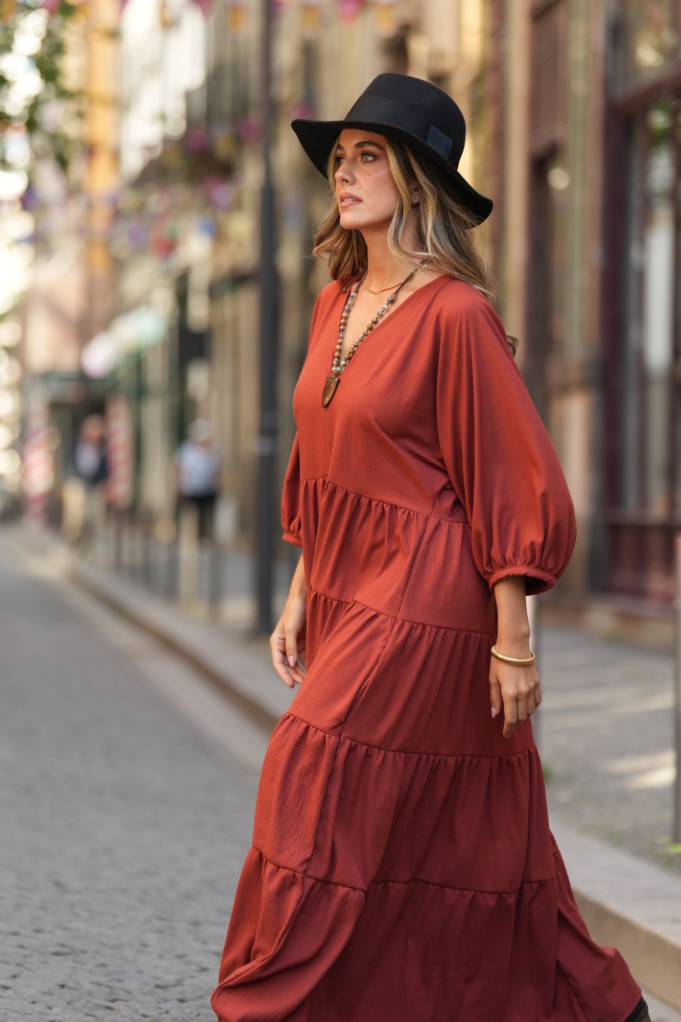 Vestido largo con volantes