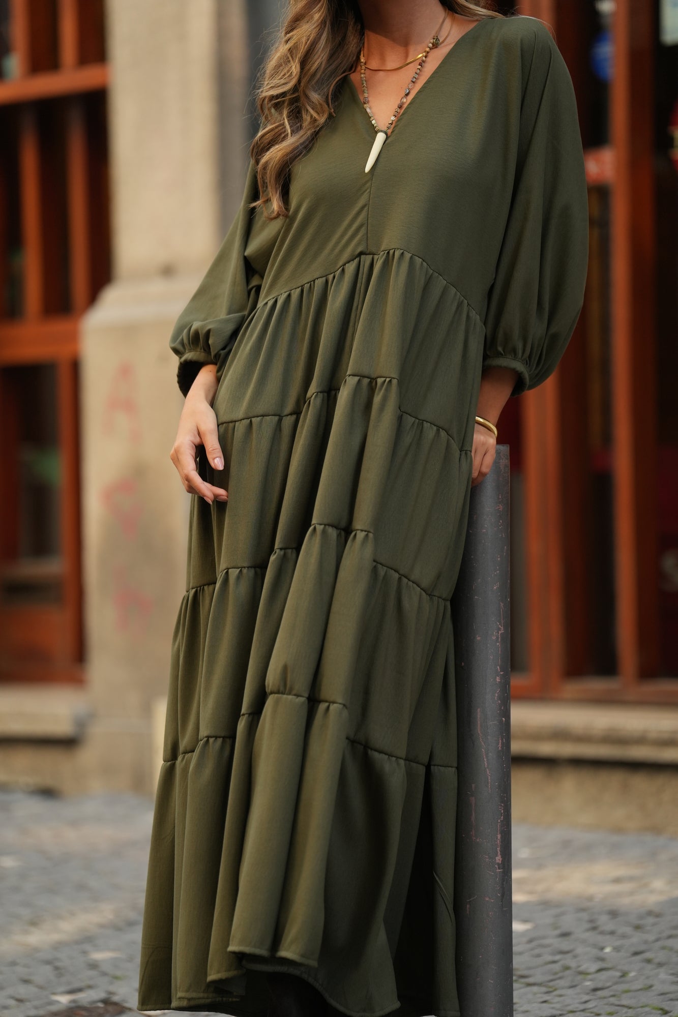 Vestido largo con volantes