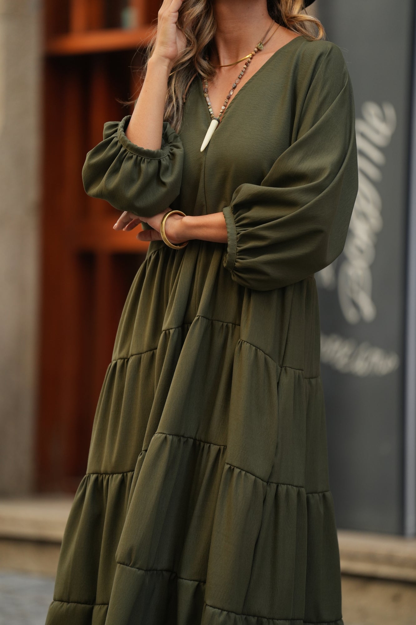 Vestido largo con volantes