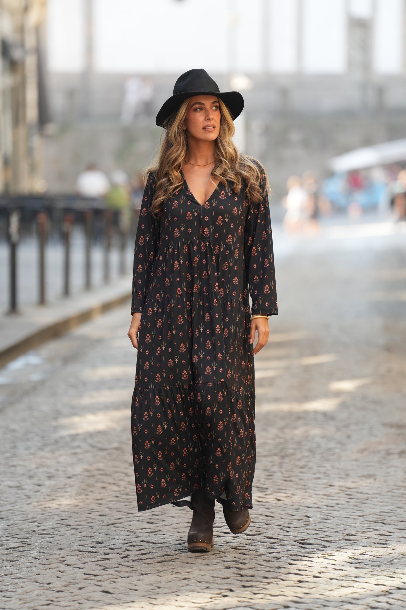 Vestido largo estampado