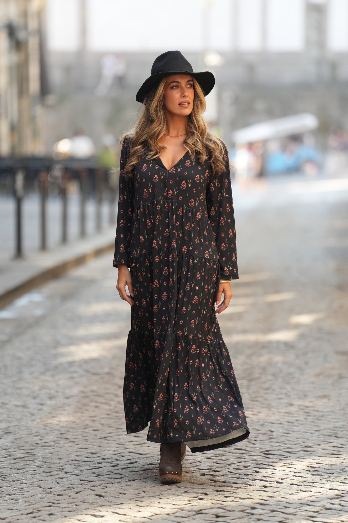 Vestido largo estampado