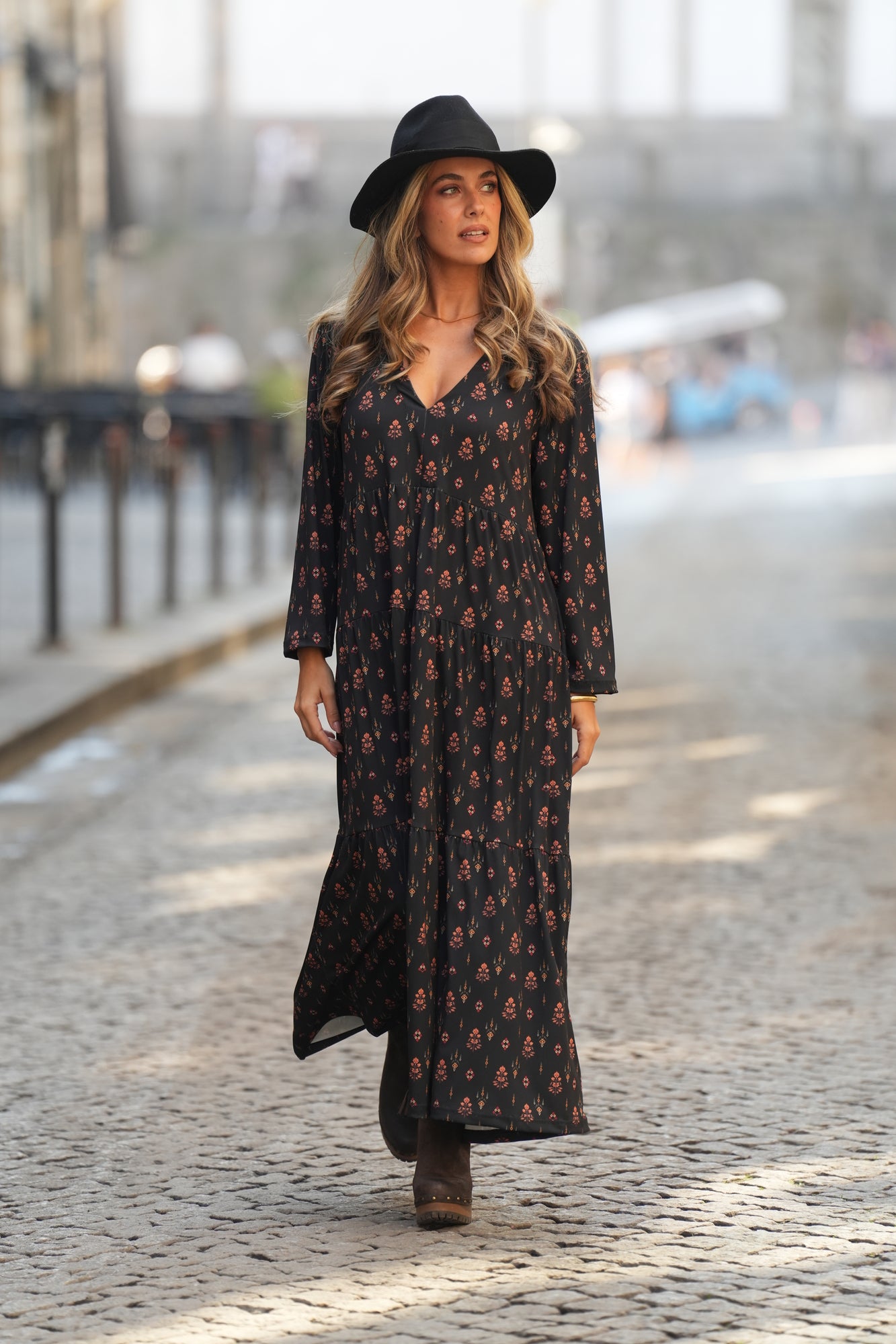 Vestido largo estampado