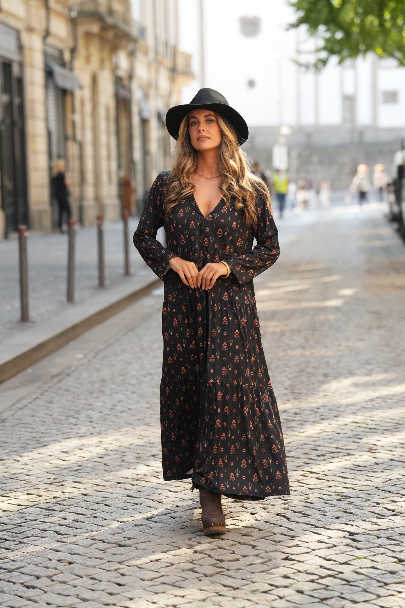 Vestido largo estampado