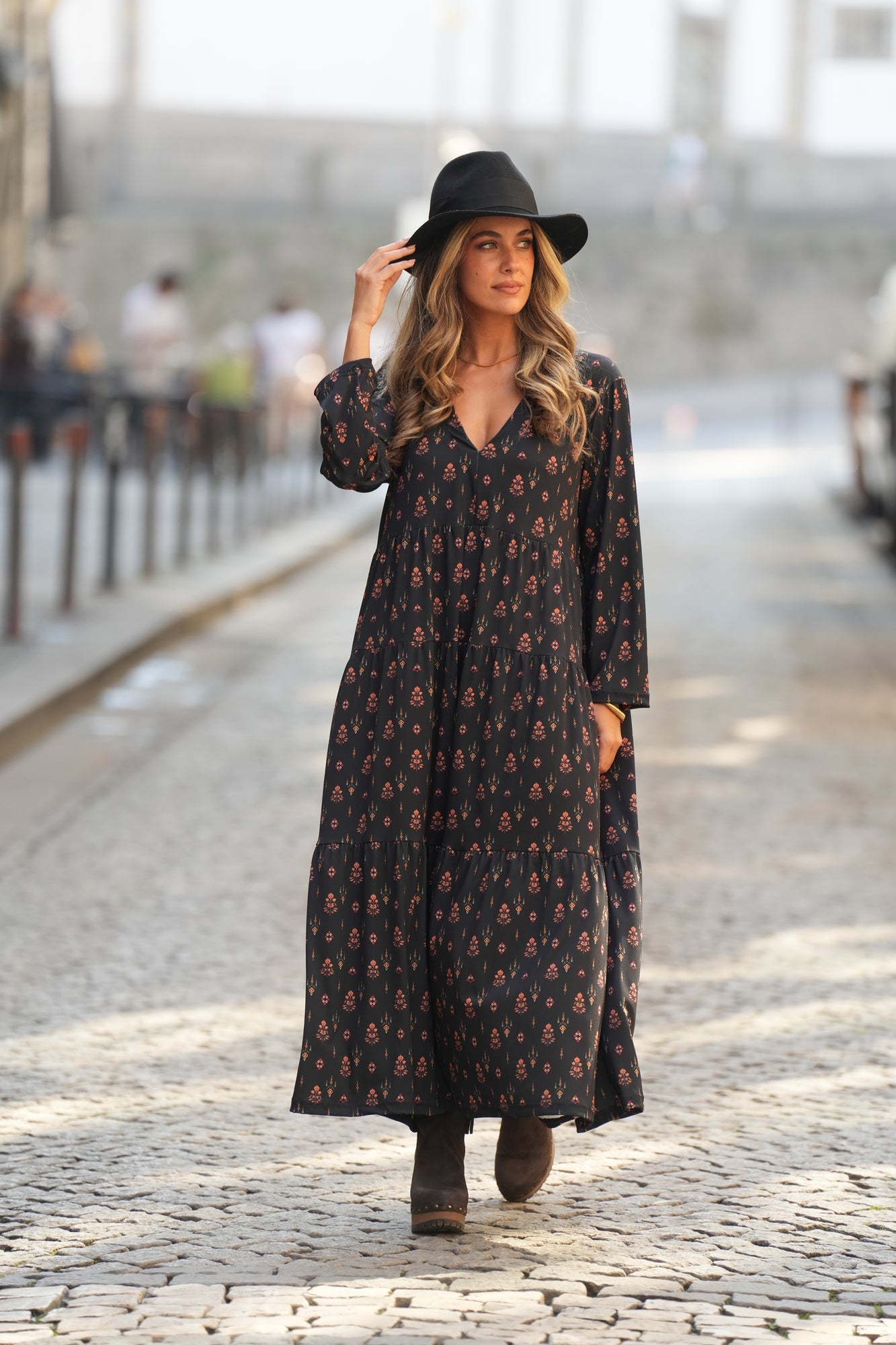 Vestido largo estampado