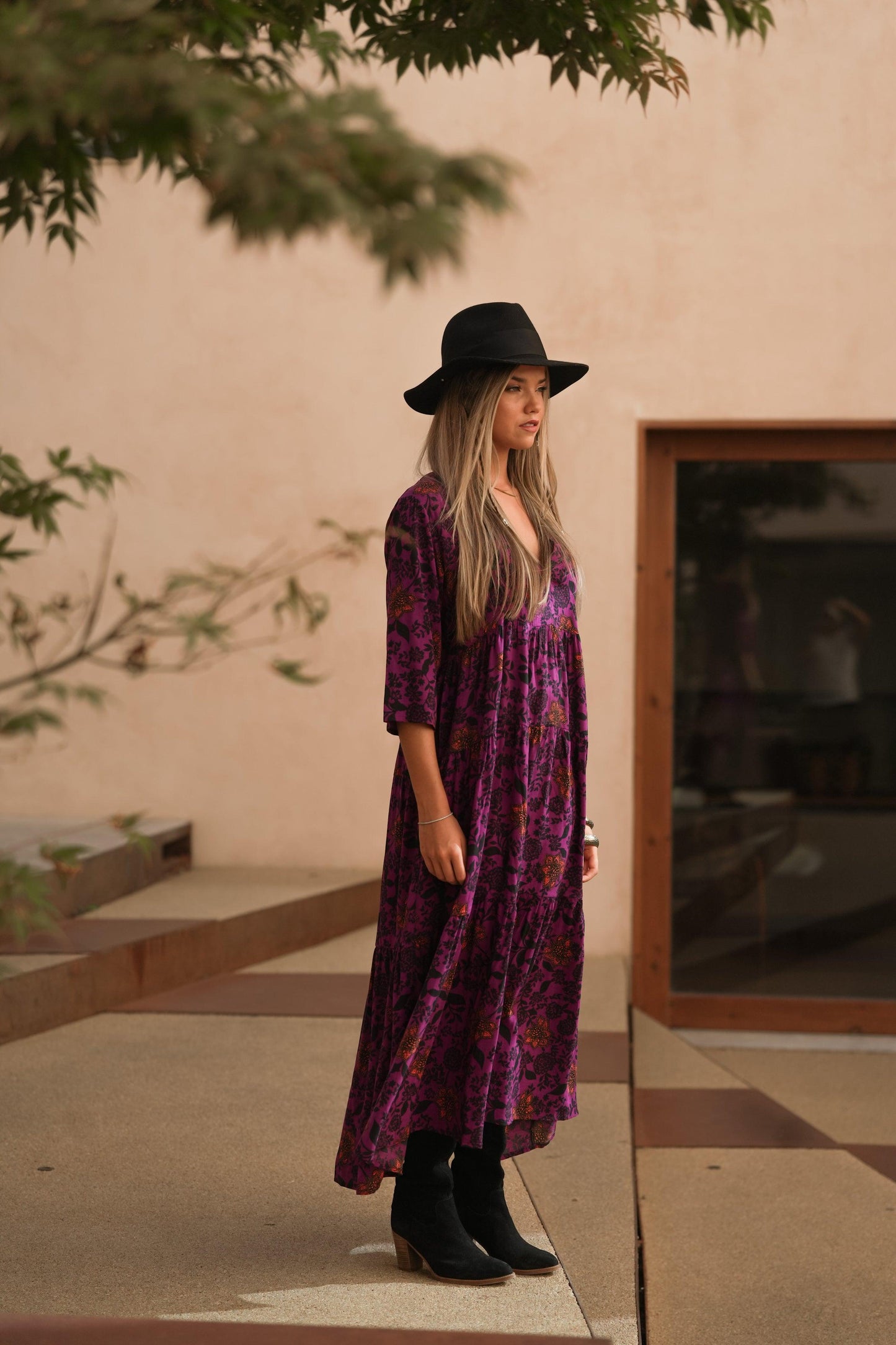 Vestido largo con estampado floral