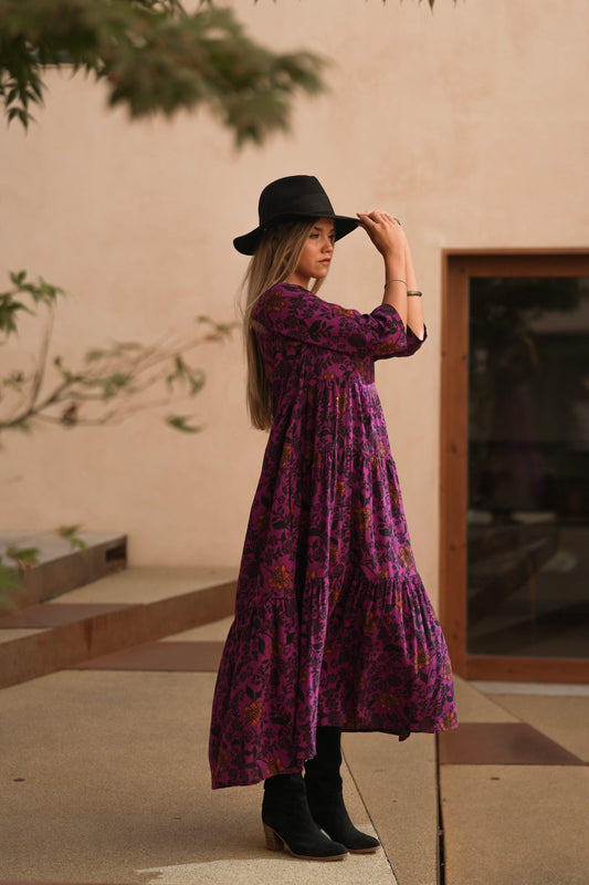 Vestido largo con estampado floral