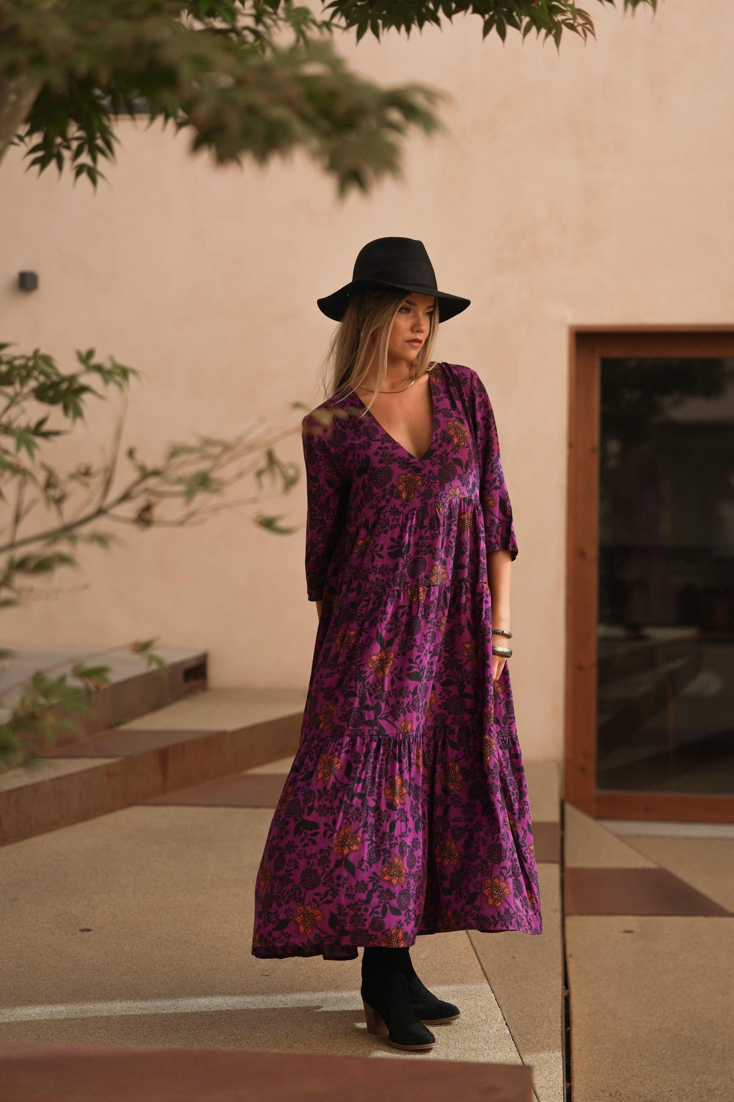 Vestido largo con estampado floral