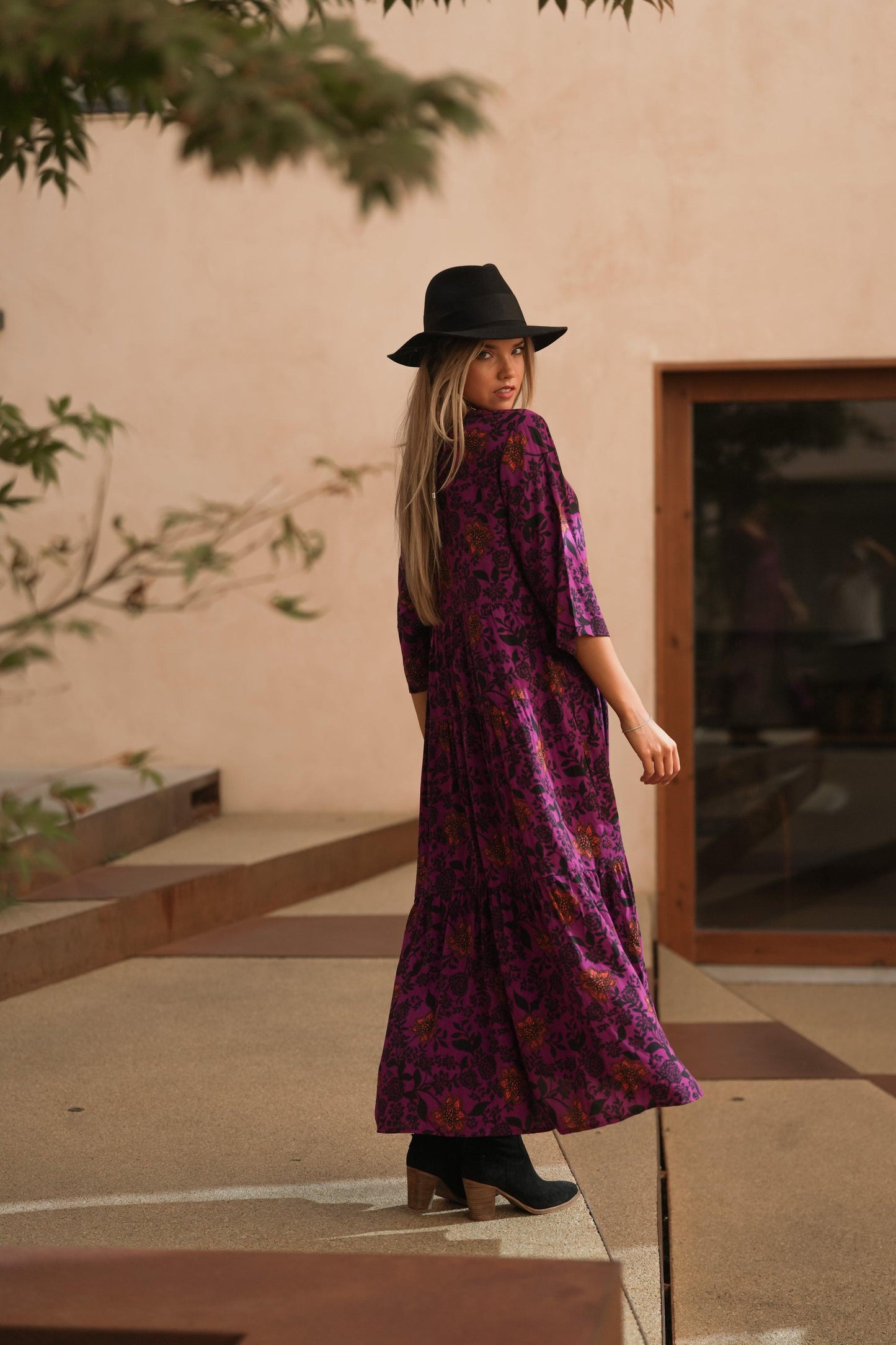 Vestido largo con estampado floral