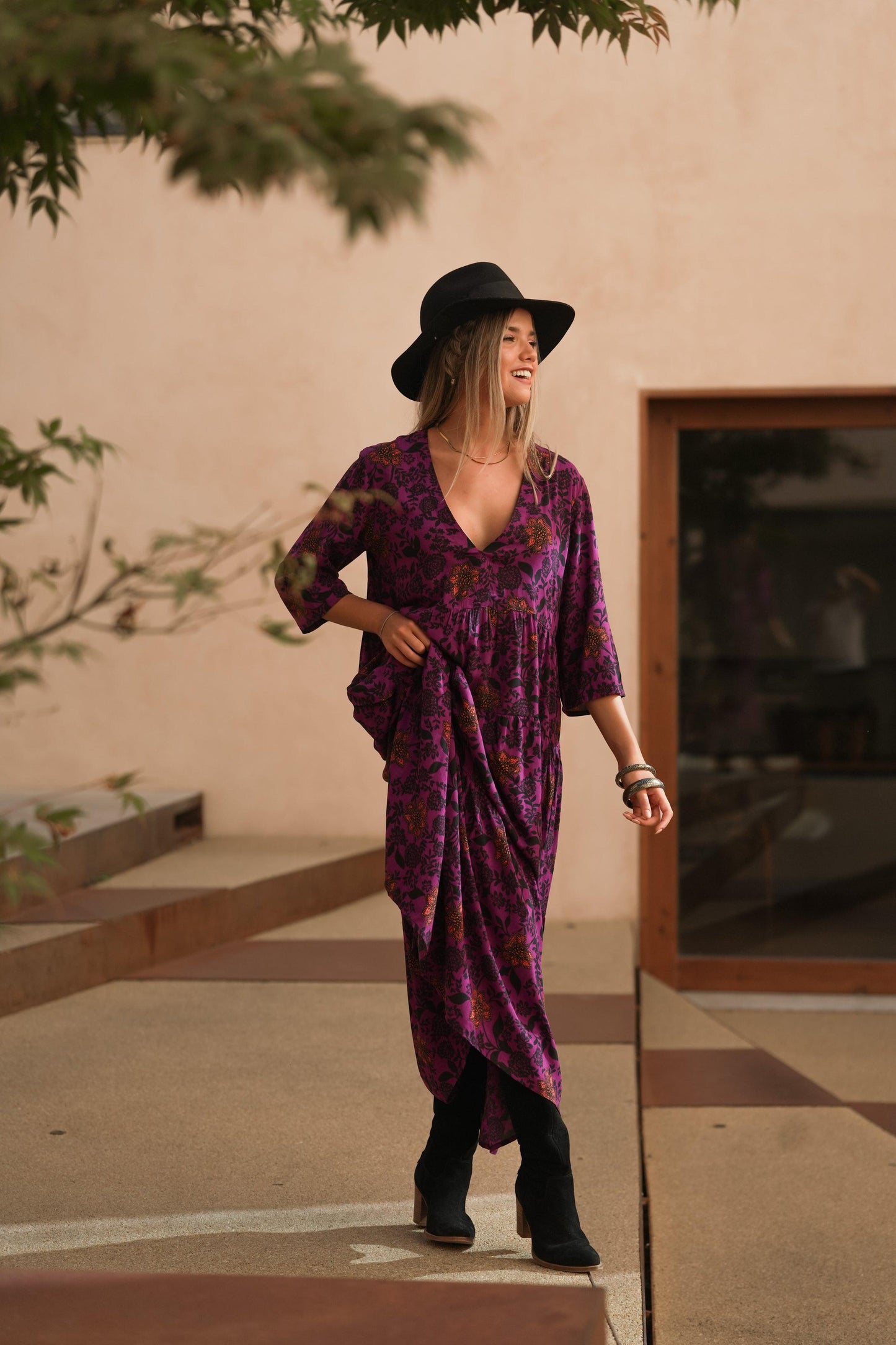 Vestido largo con estampado floral