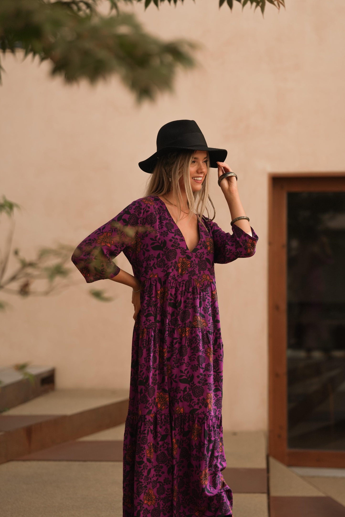 Vestido largo con estampado floral