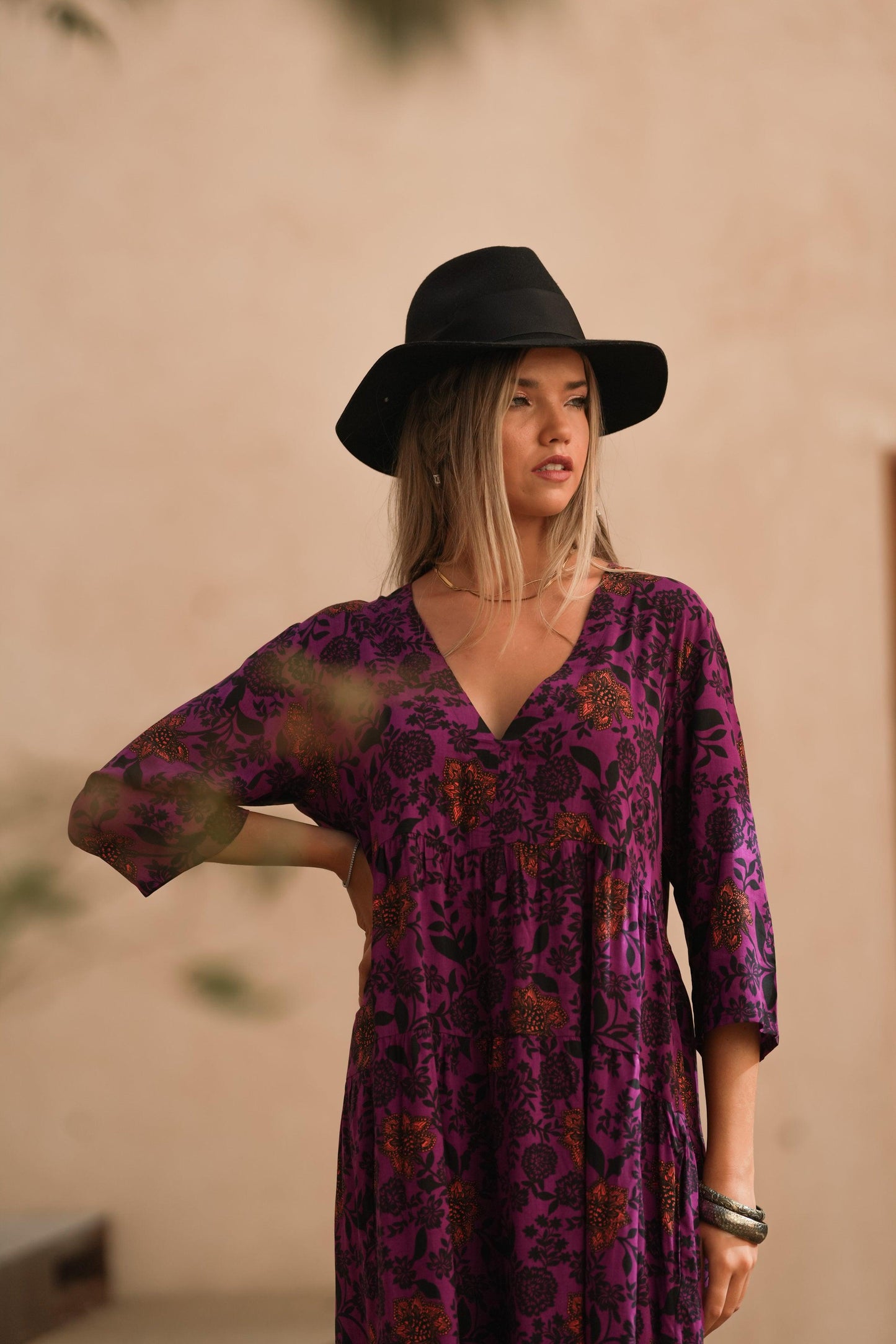 Vestido largo con estampado floral