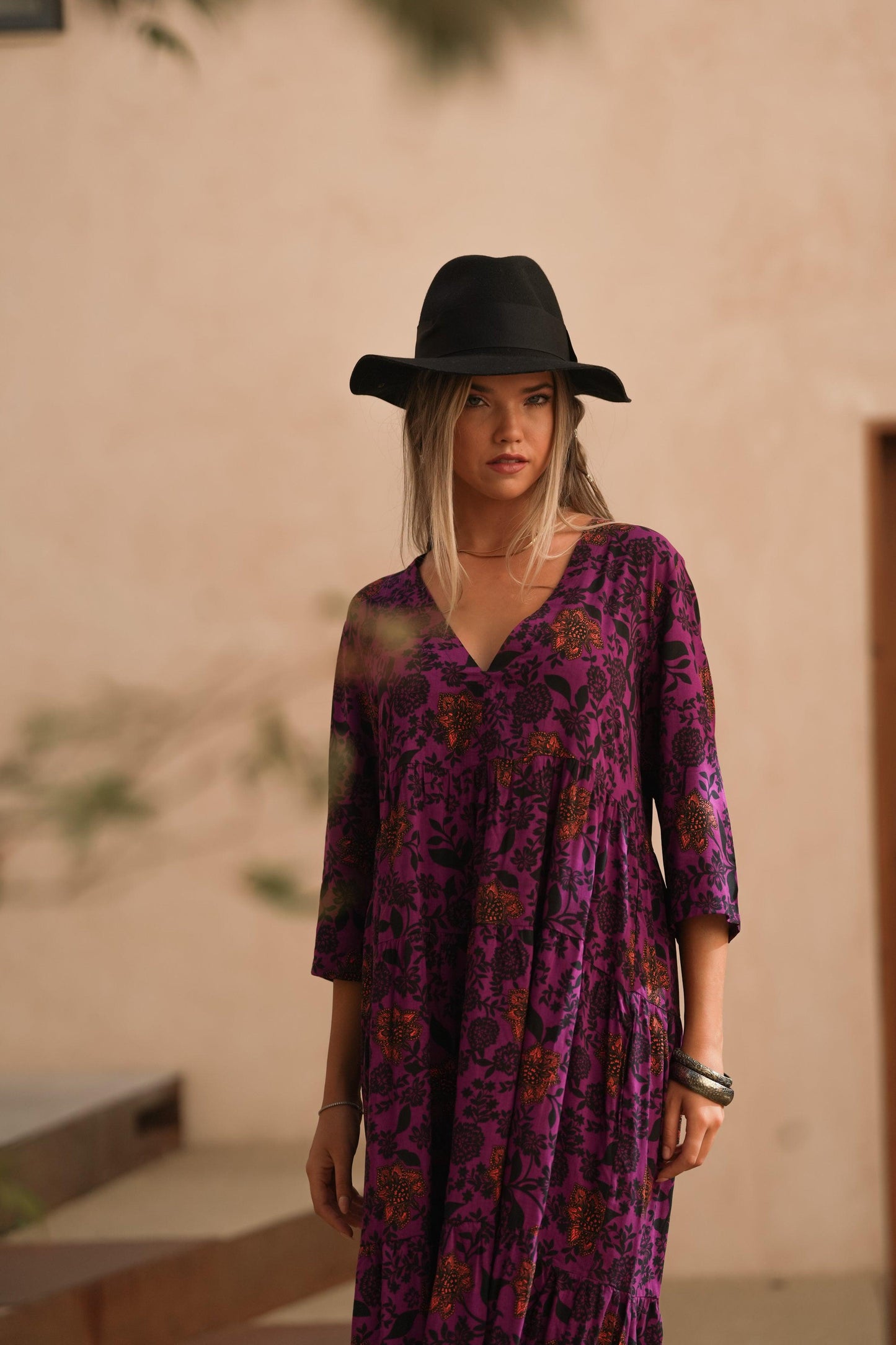 Vestido largo con estampado floral