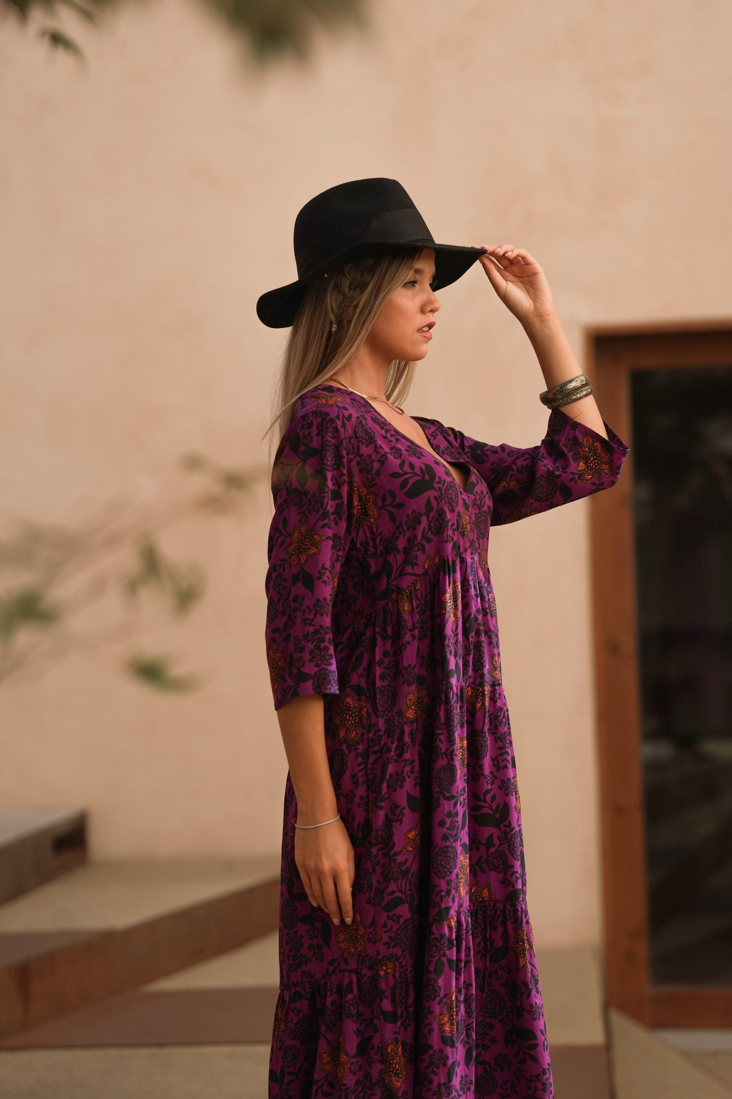 Vestido largo con estampado floral