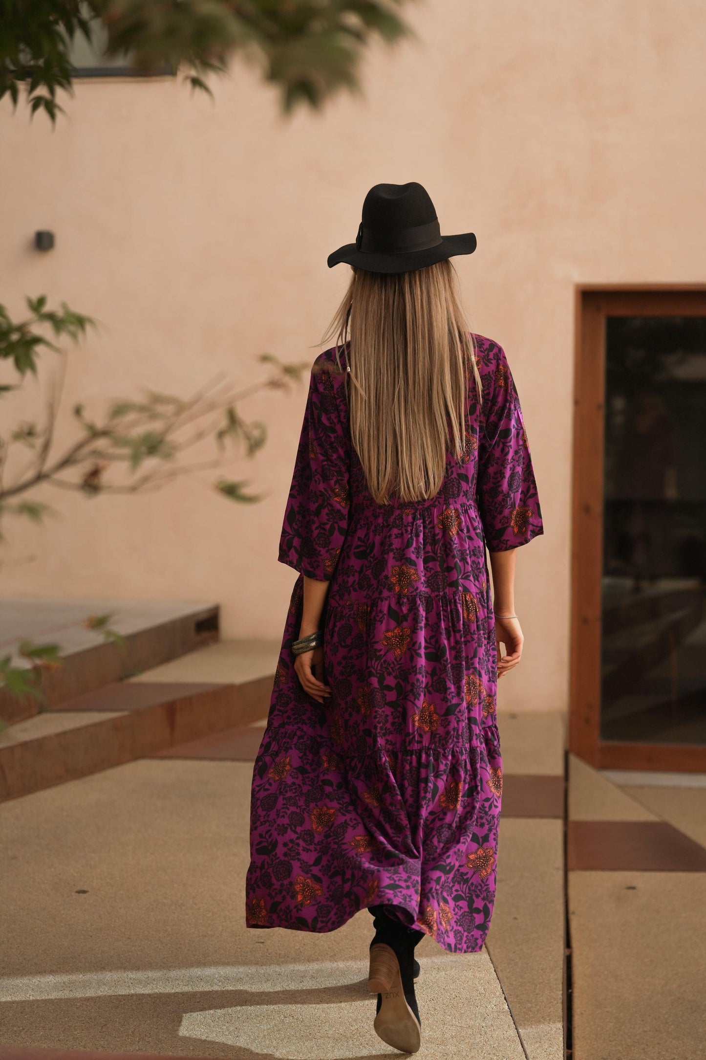 Vestido largo con estampado floral