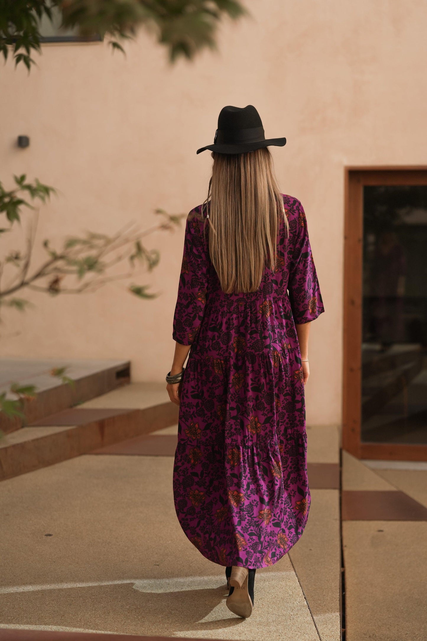 Vestido largo con estampado floral