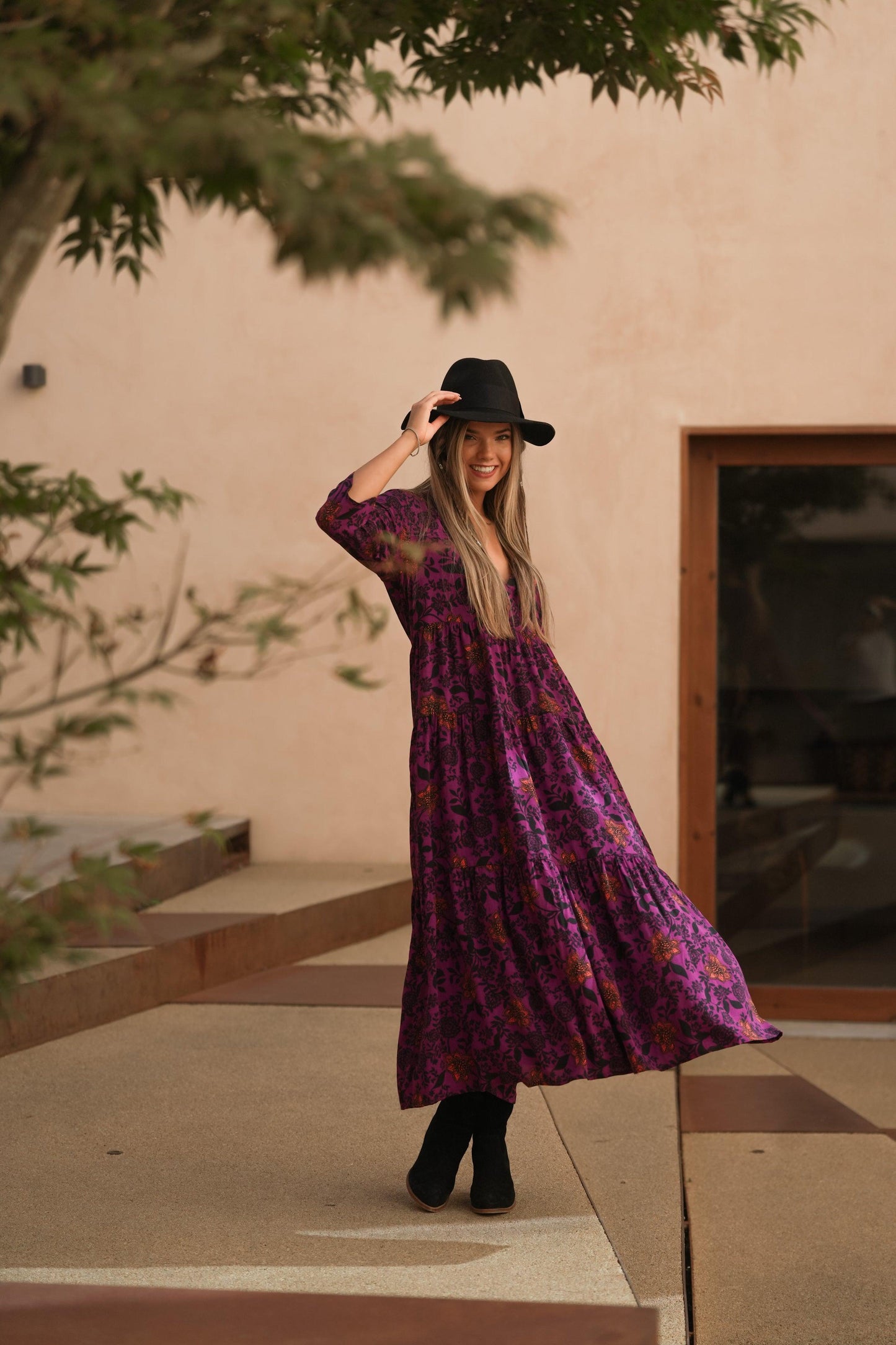 Vestido largo con estampado floral