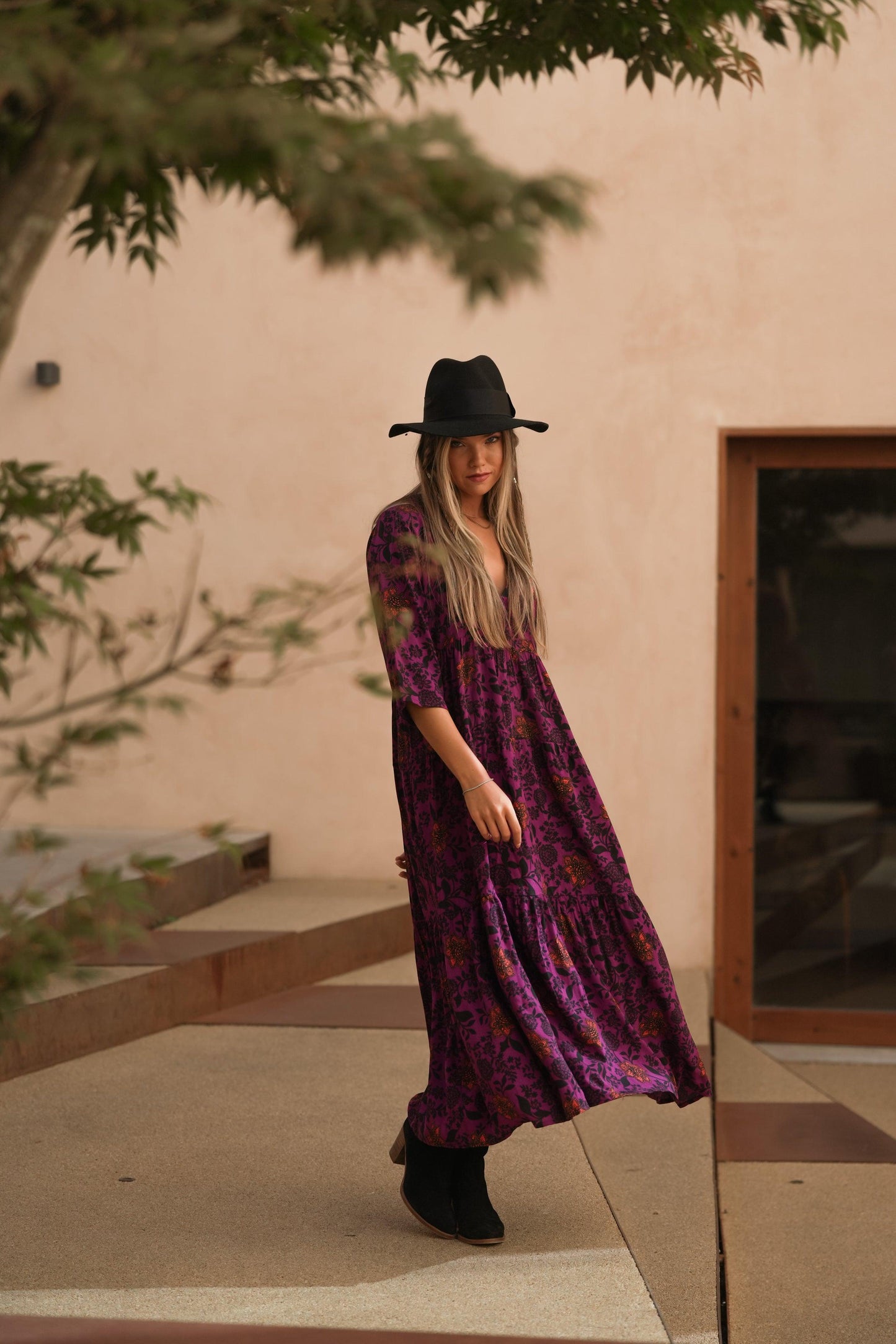 Vestido largo con estampado floral