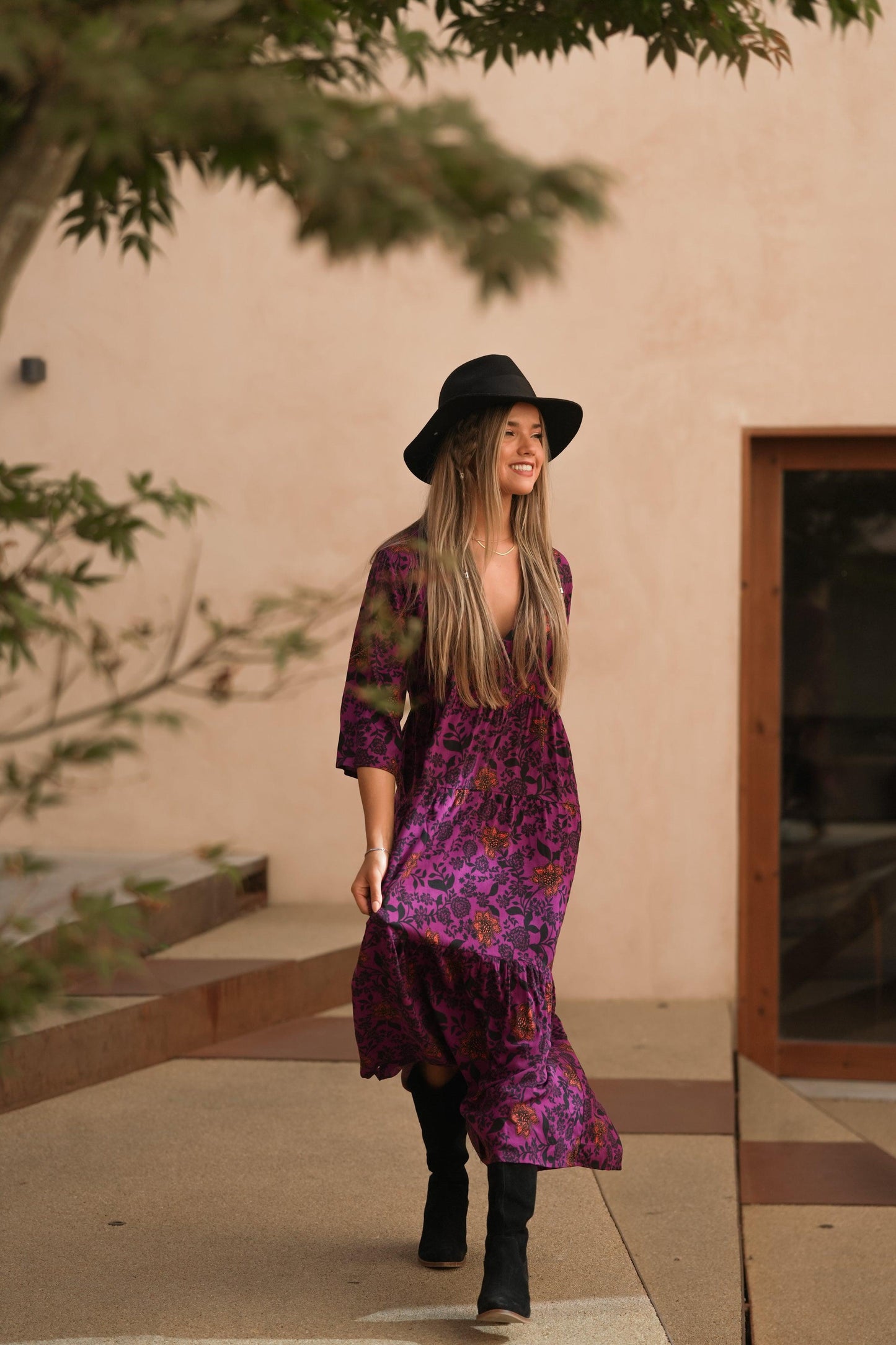 Vestido largo con estampado floral