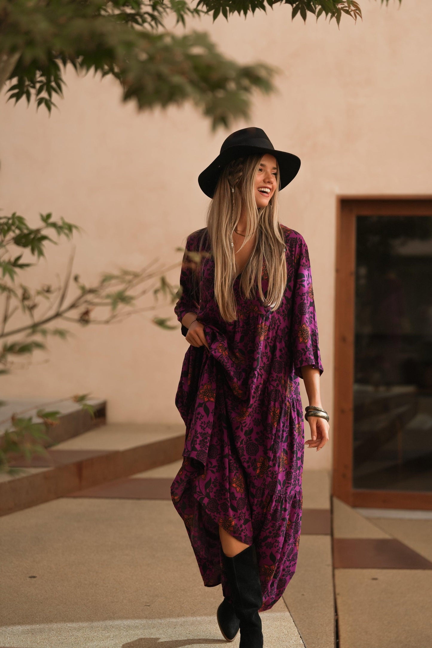 Vestido largo con estampado floral
