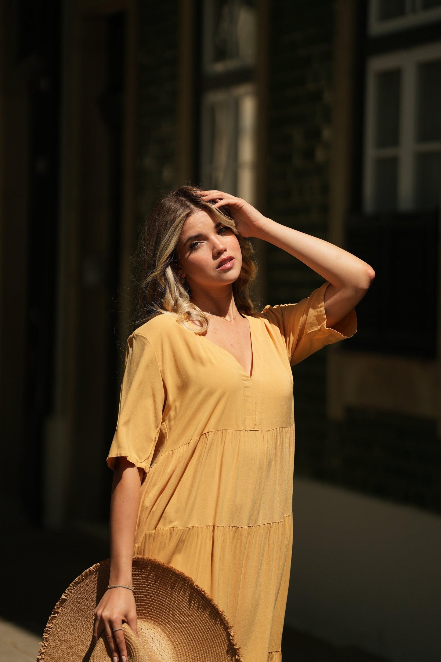 Vestido largo con volantes