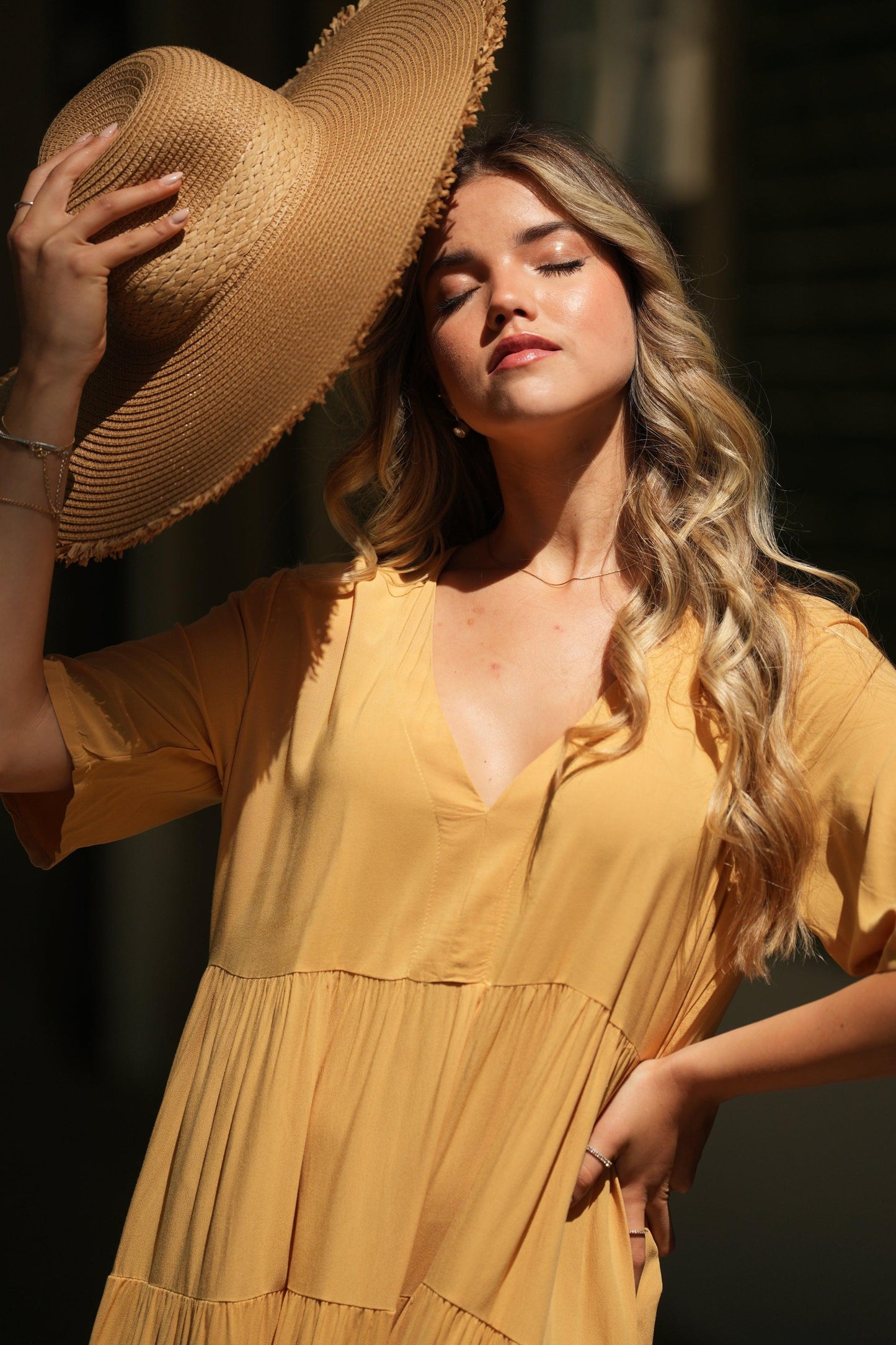Vestido largo con volantes