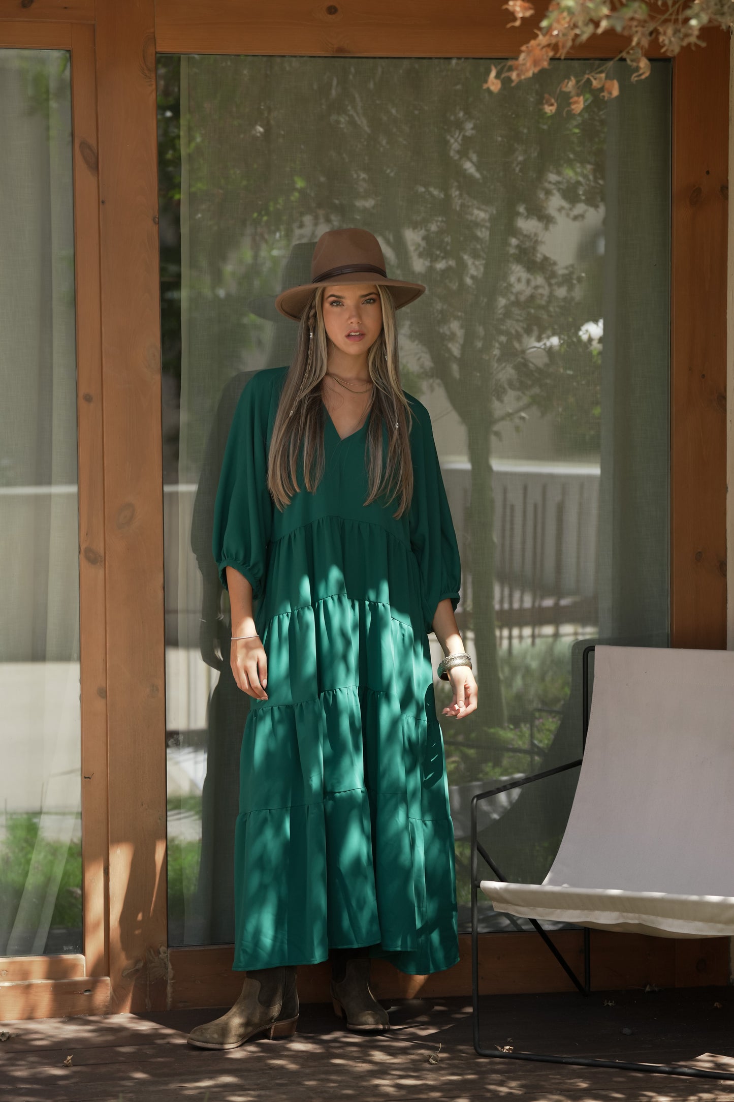 Vestido largo con volantes