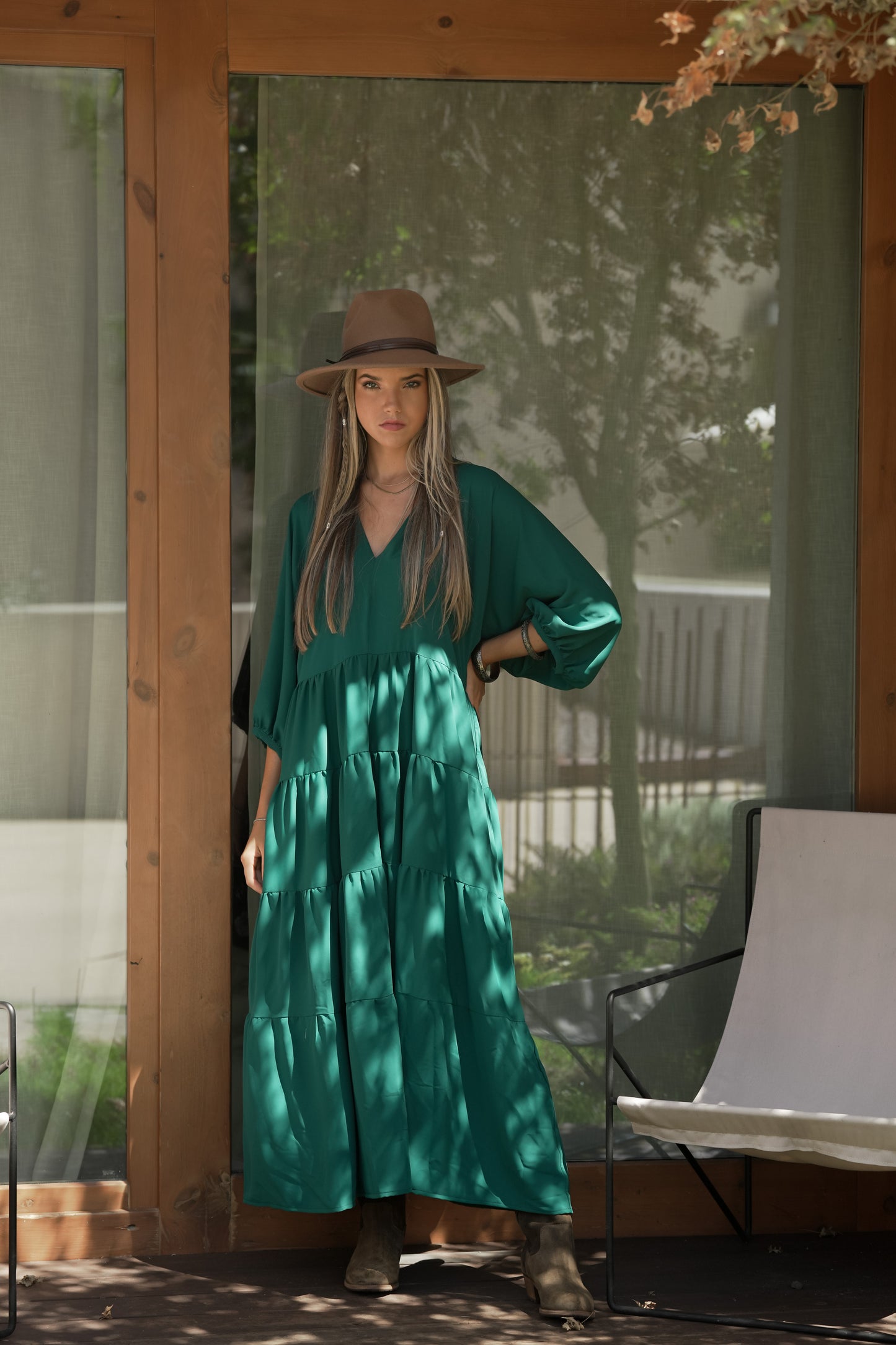 Vestido largo con volantes