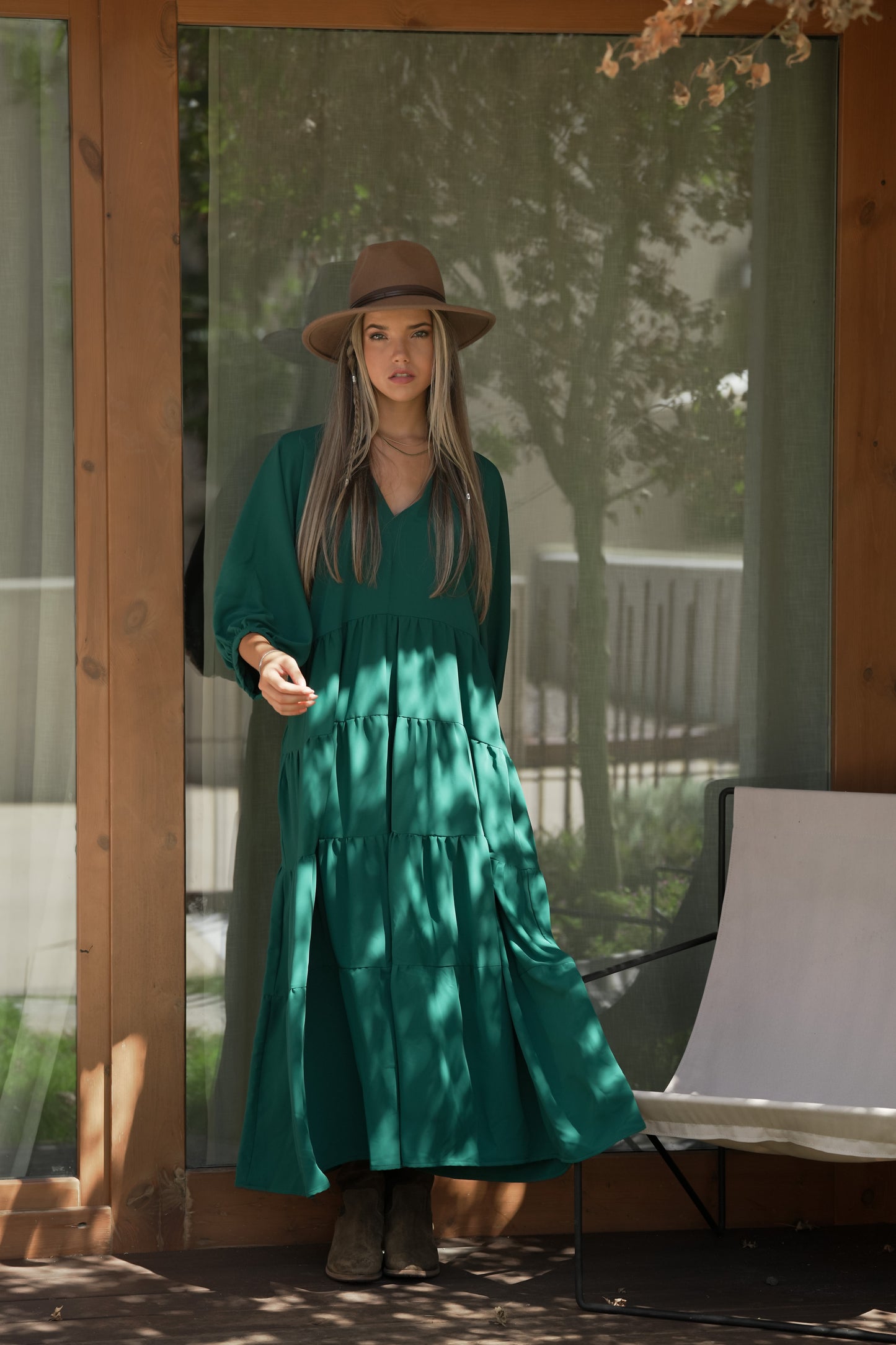 Vestido largo con volantes