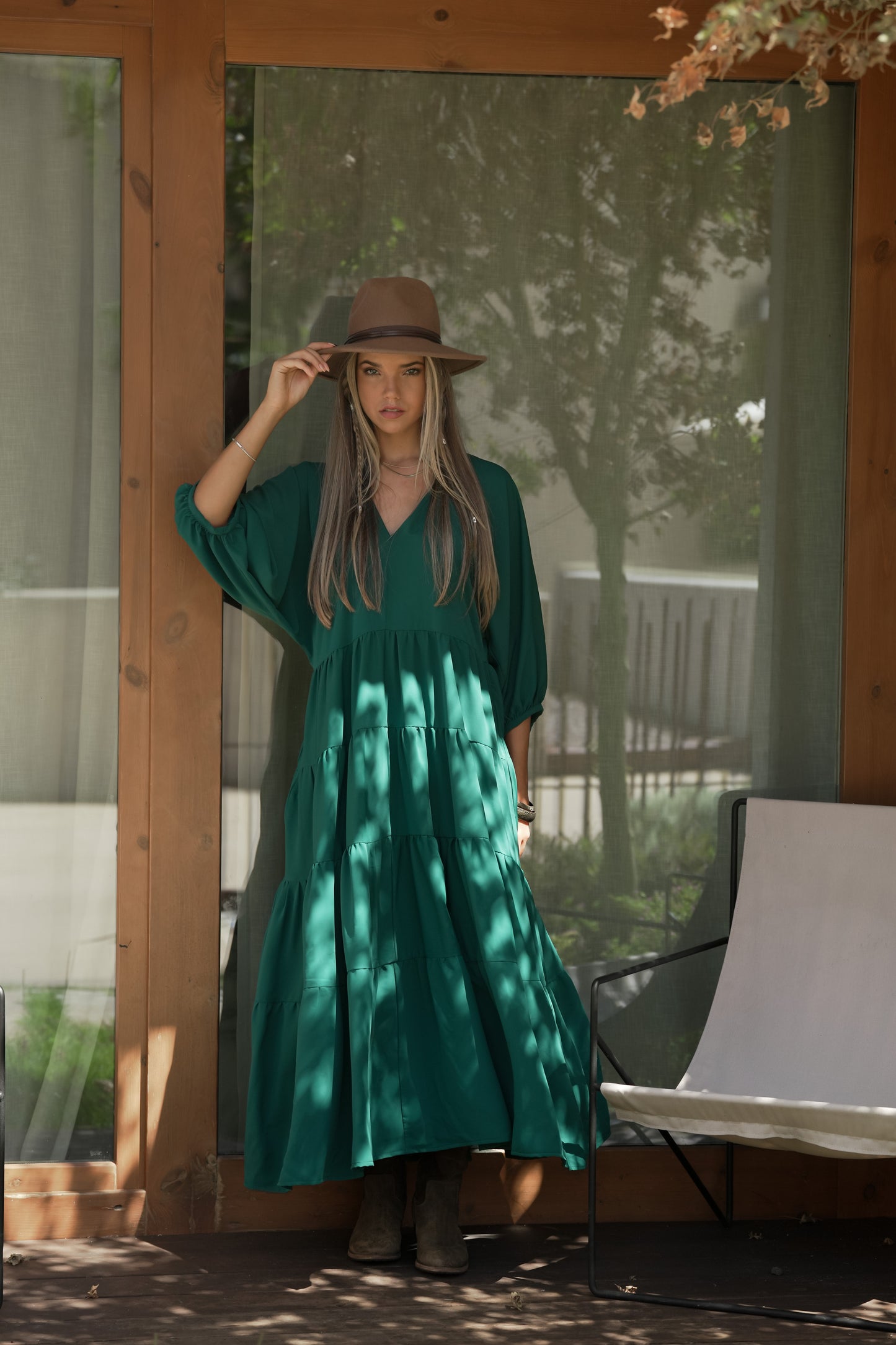 Vestido largo con volantes