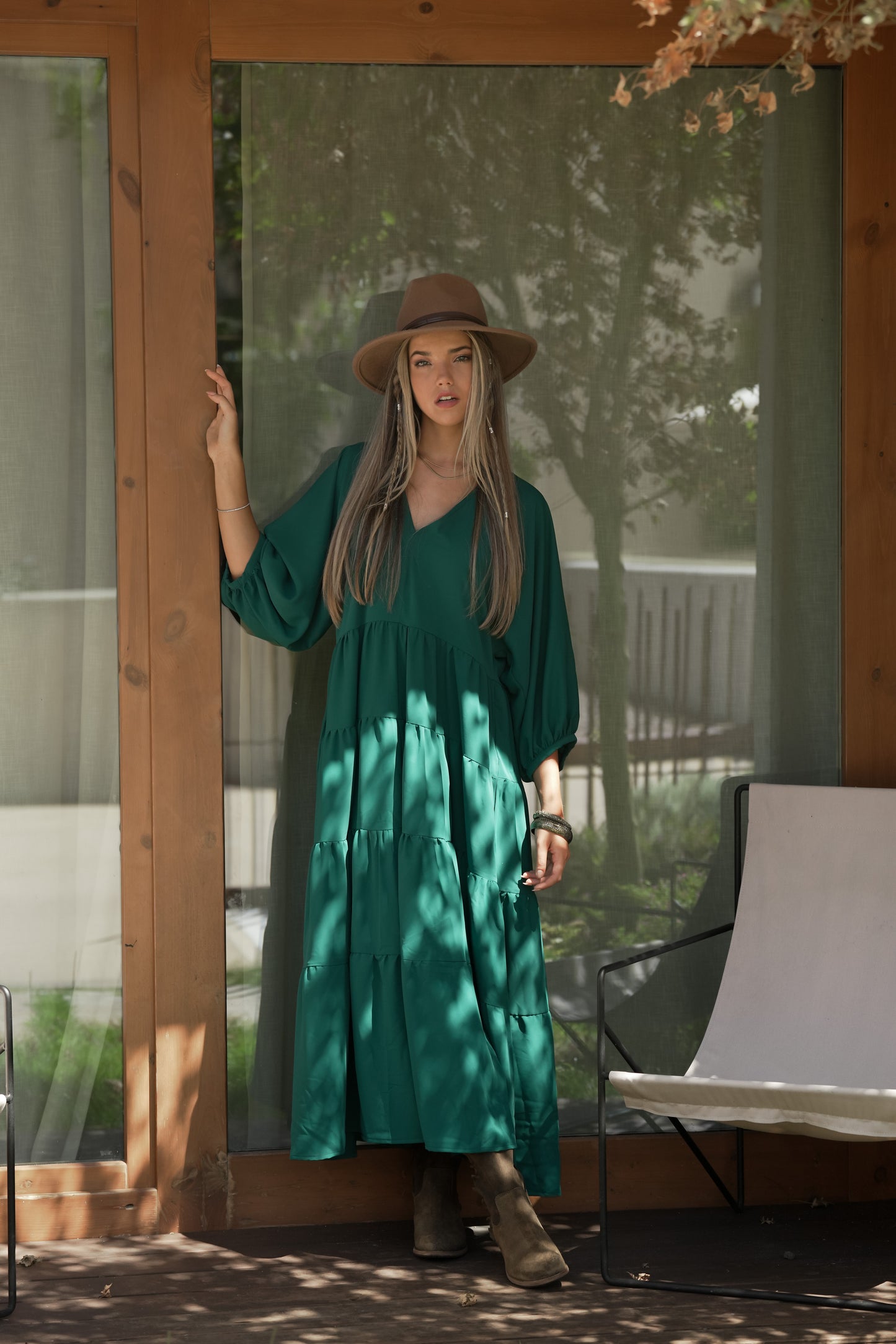 Vestido largo con volantes