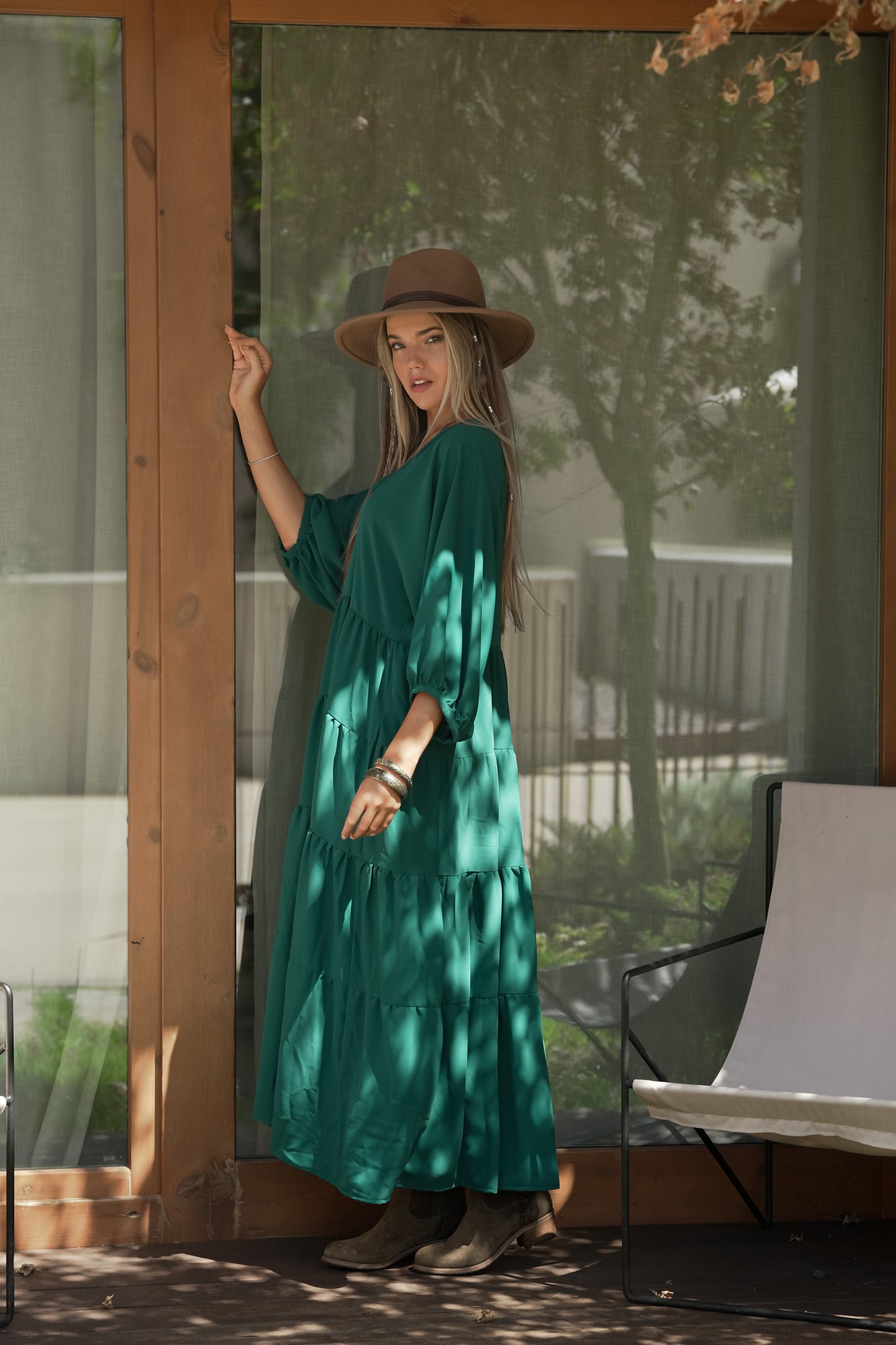 Vestido largo con volantes